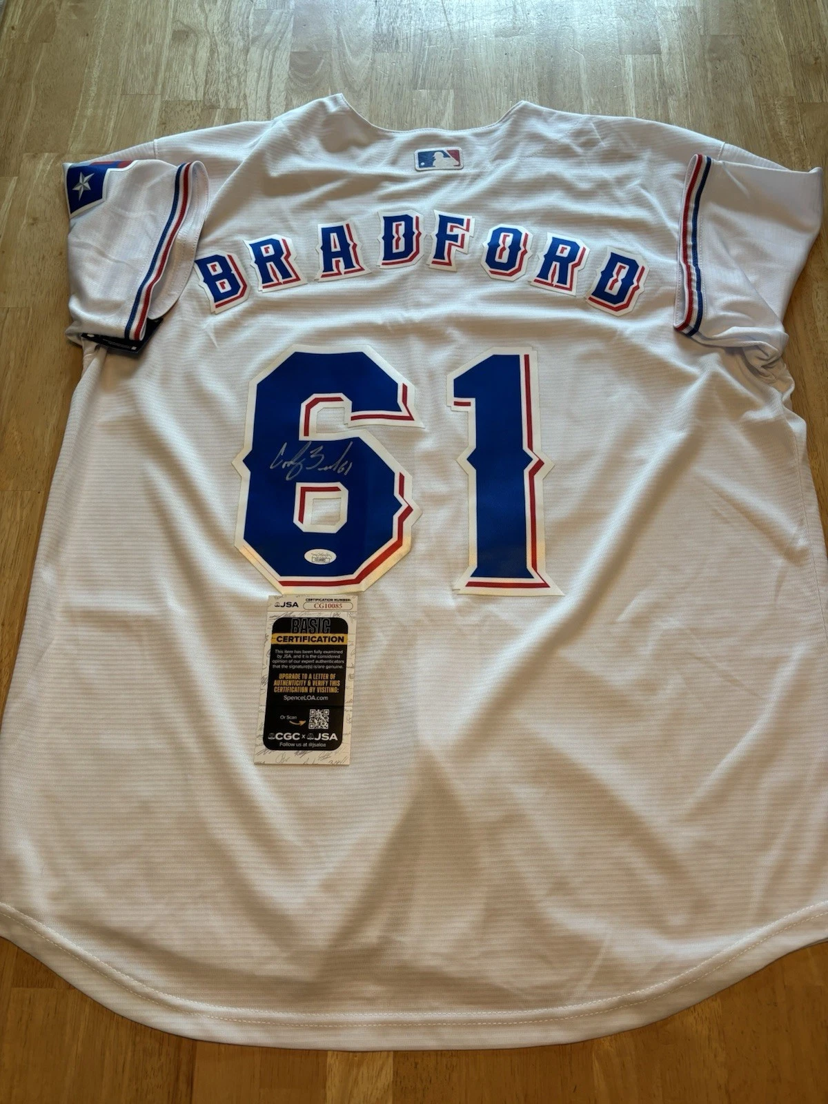 TEXAS RANGERS CODY BRADFORD AUTOGRAPH Signed Jersey  JSA Coa