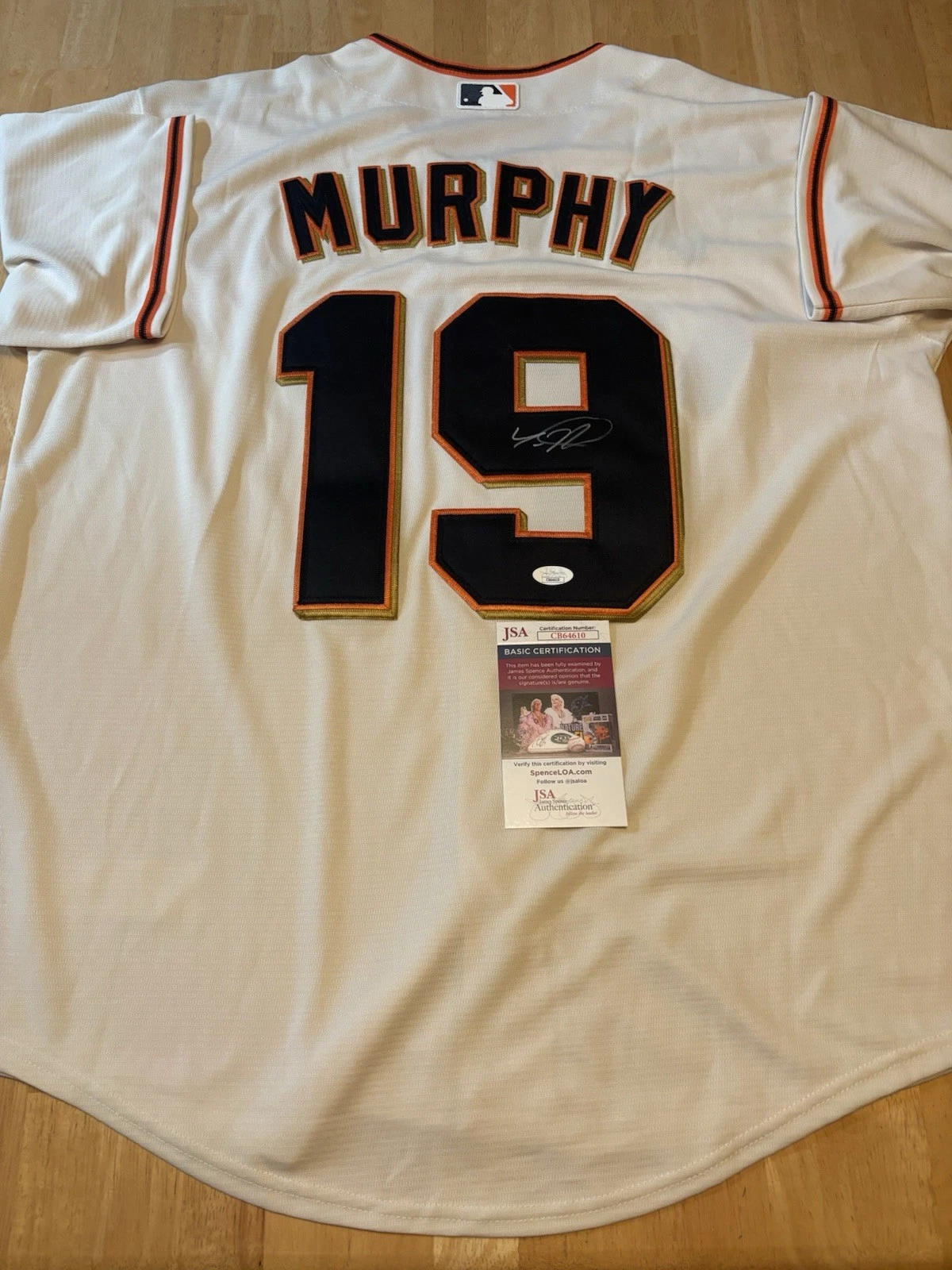 Tom Murphy Signed Autographed  San Francisco Giants Jersey. Jsa Coa