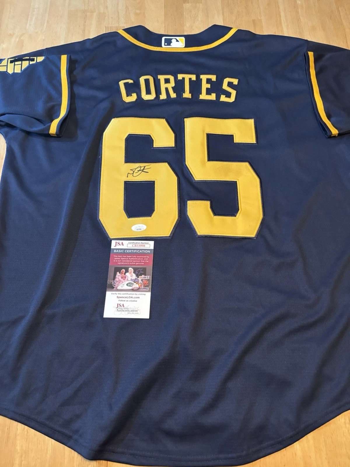 Nestor Cortes Signed  Autographed Milwaukee Brewers Jersey  JSA Coa