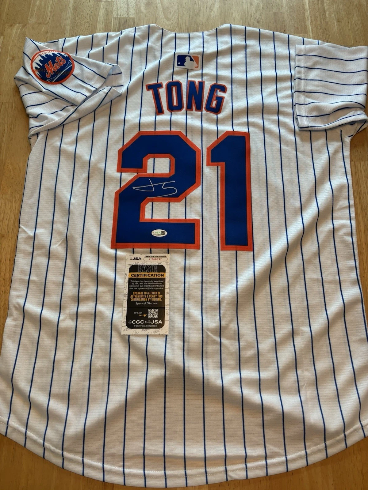 Jonah Tong Signed Autographed New York Mets Jersey! Rare! Young Star.