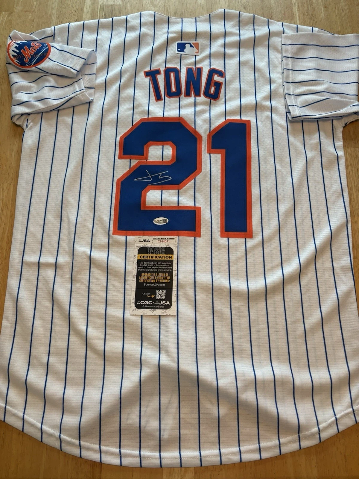 Jonah Tong Signed Autographed New York Mets Jersey! Rare! Young Star.
