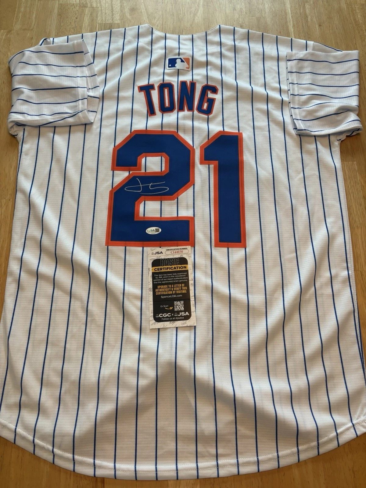 Jonah Tong Signed Autographed New York Mets Jersey! Rare! Young Star.