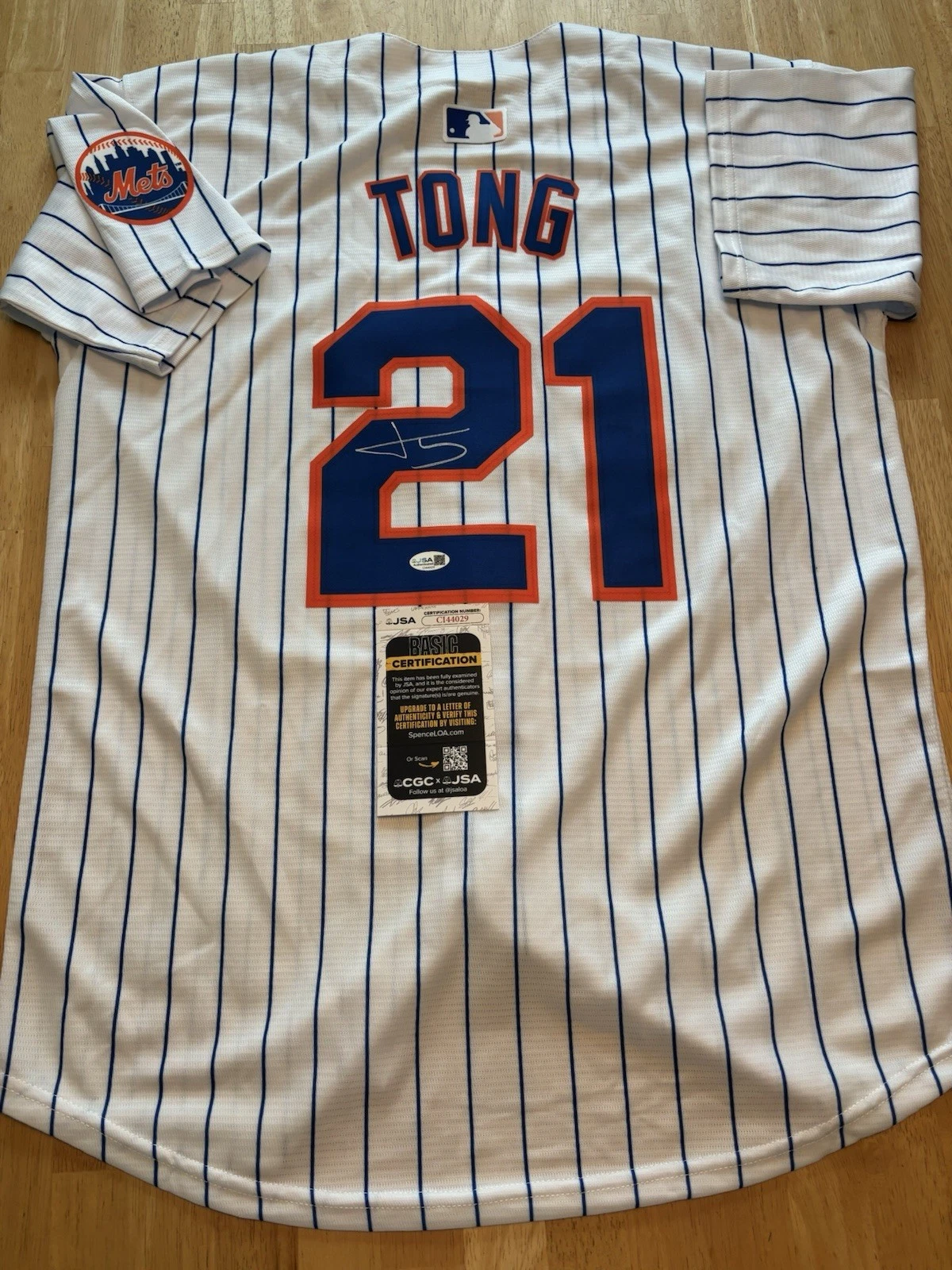 Jonah Tong Signed Autographed New York Mets Jersey! Rare! Young Star.
