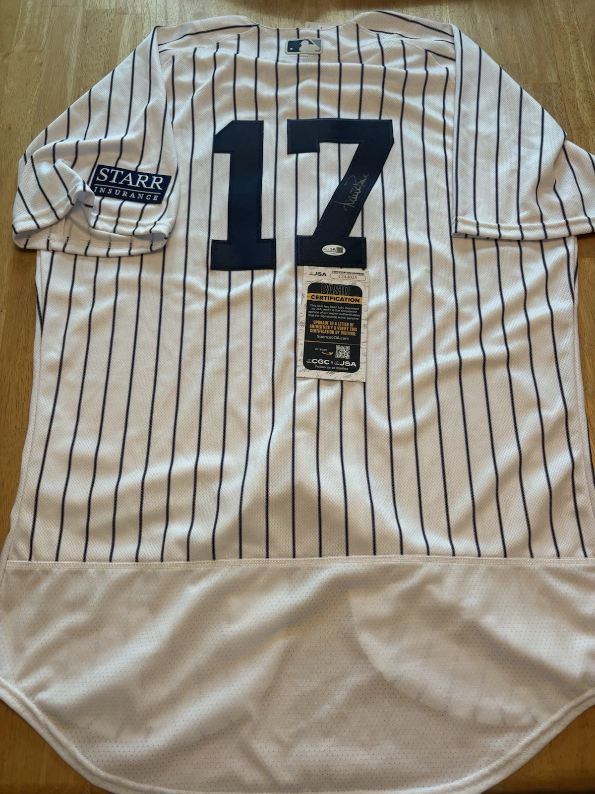 AARON BOONE SIGNED Autographed Authentic NEW YORK YANKEES  JERSEY JSA COA. #17