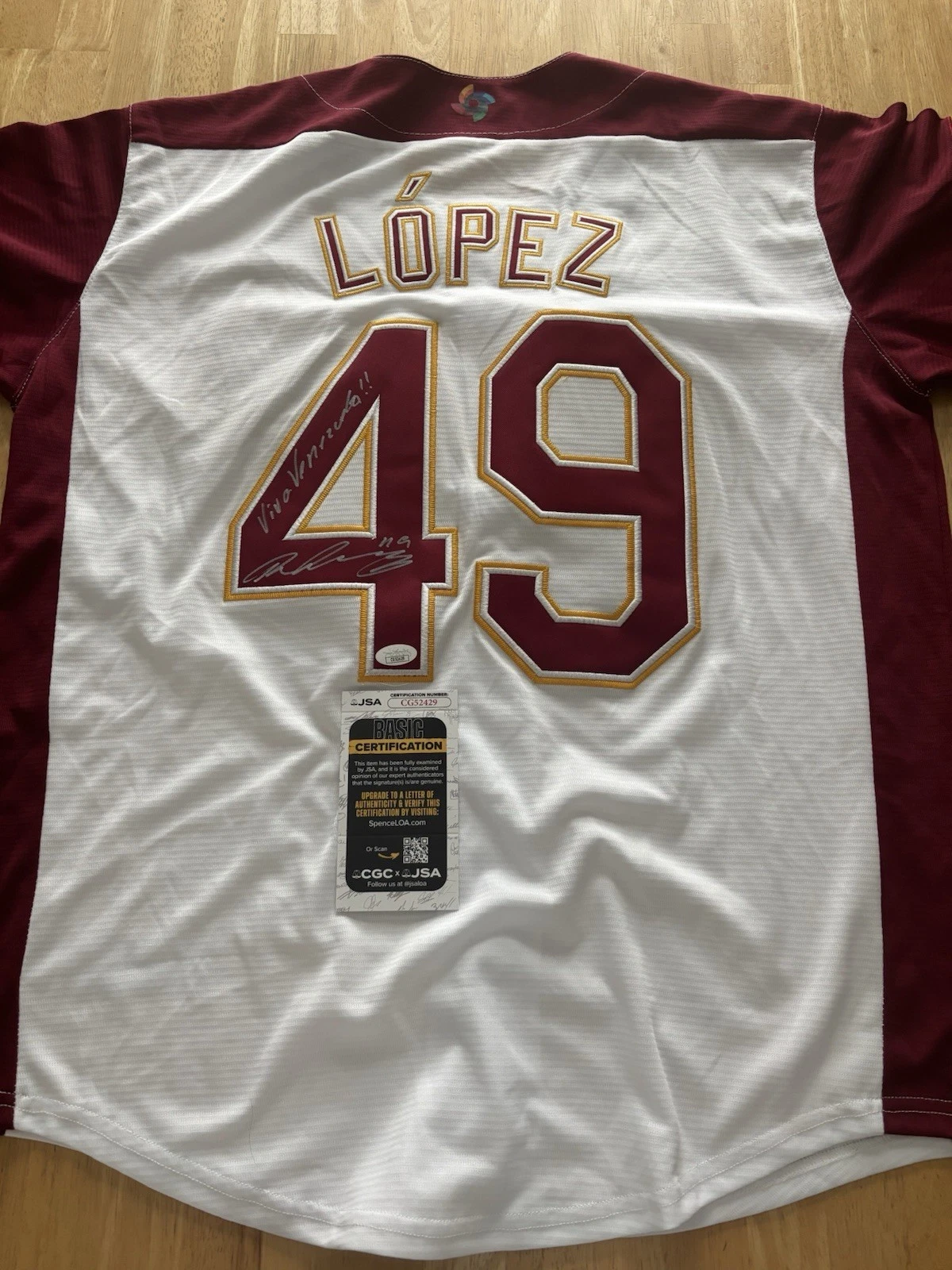 Pablo Lopez Team Venezuela Signed Autographed Inscribed Jersey JSA COA. Twins