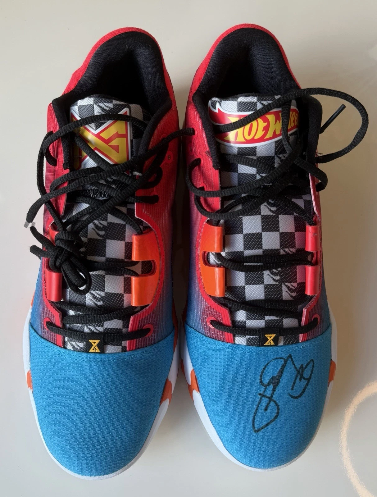Paul George Sixers Autographed Nike PG6 Hot Wheels Sneakers JSA COA