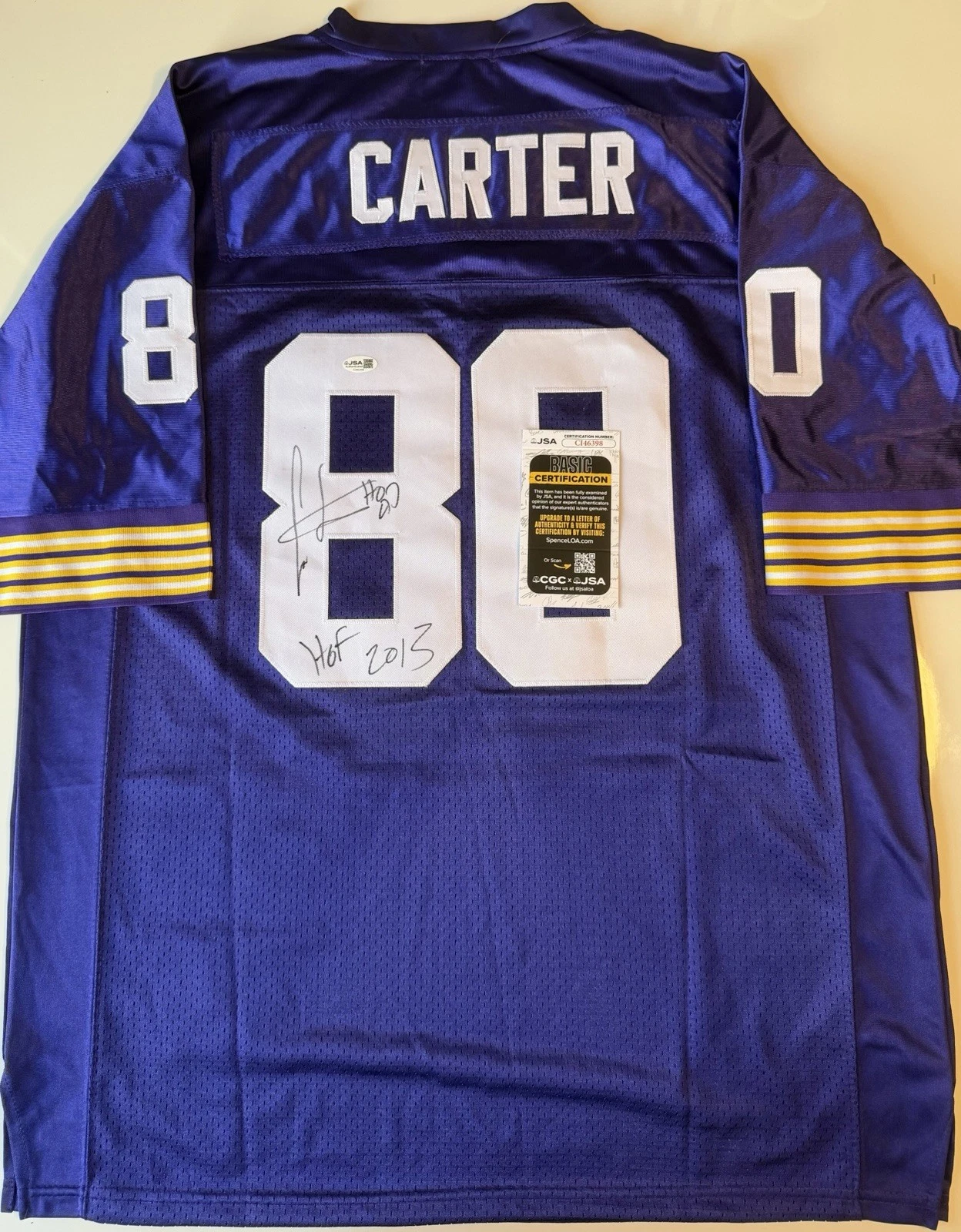 Cris Carter Minnesota Vikings Autographed Jersey Inscribed HOF 2013 JSA COA