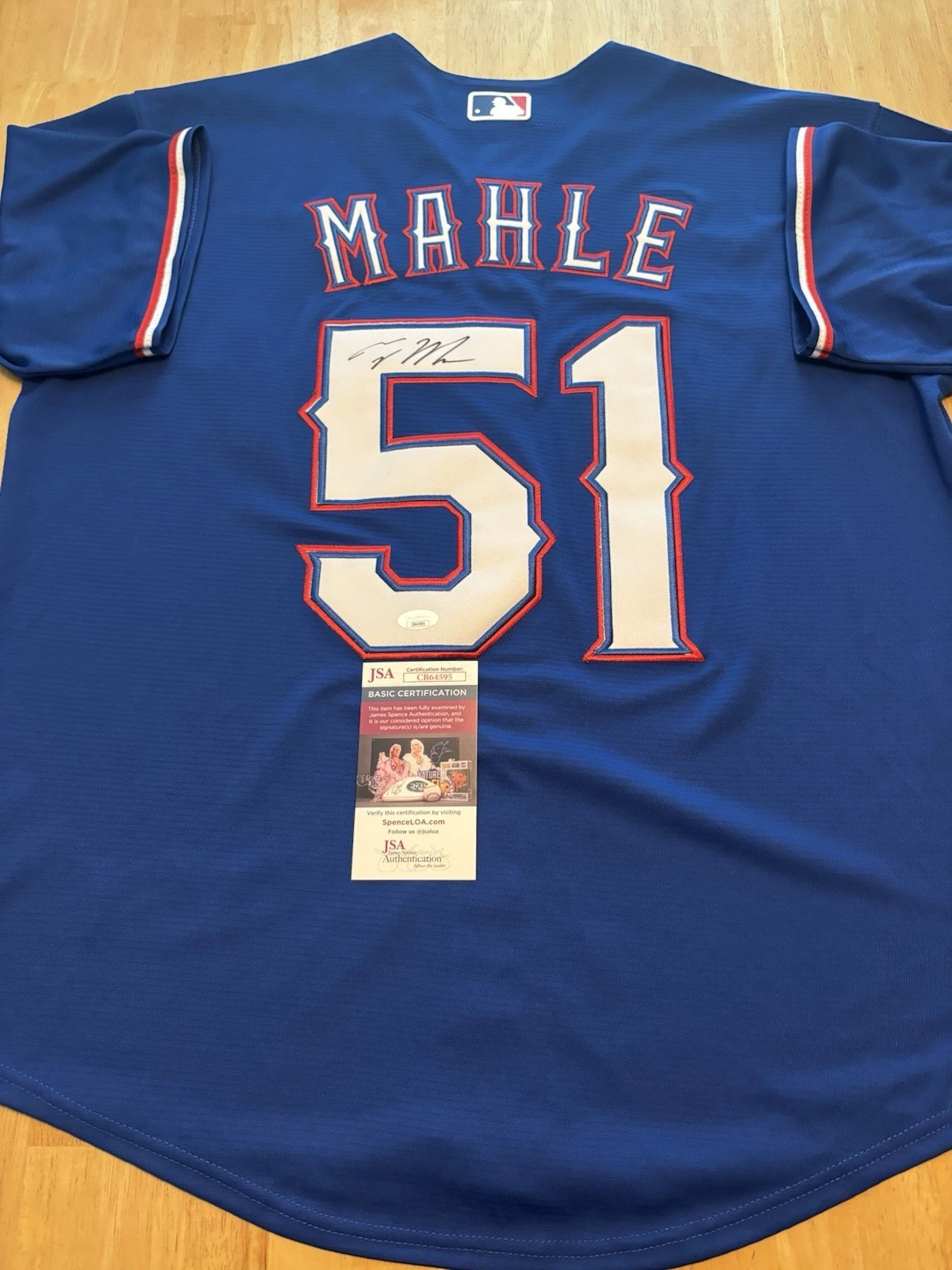 Tyler Mahle Signed Texas Rangers Jersey Jsa Coa