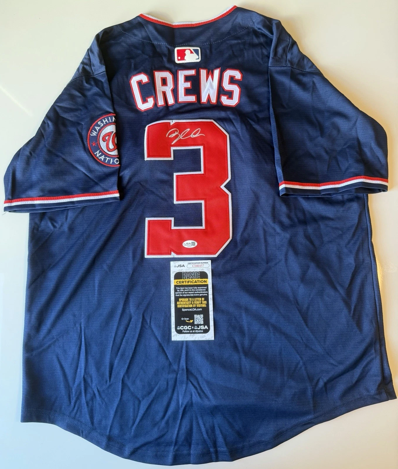 Dylan Crews Washington Nationals Autographed Jersey Star JSA COA