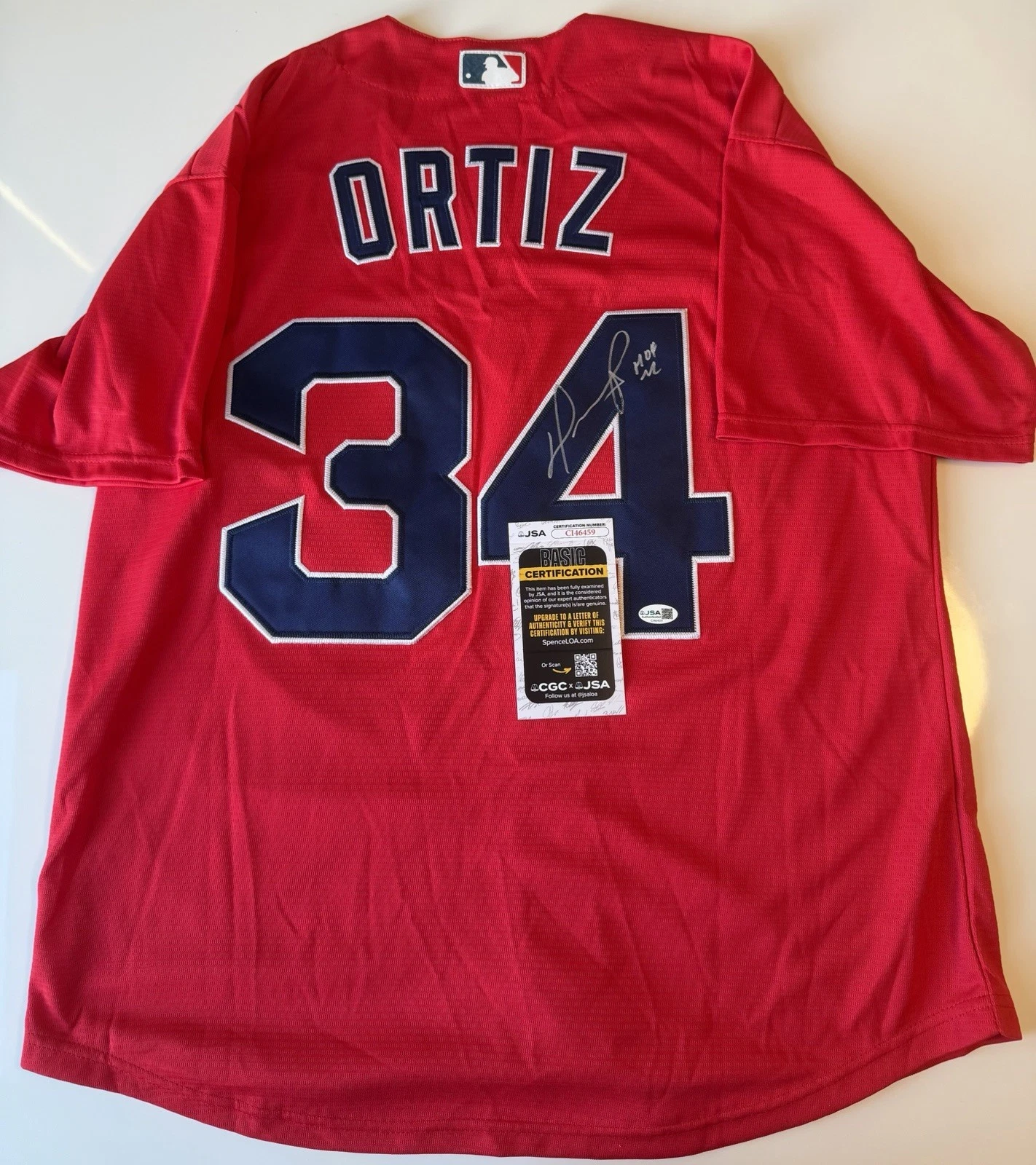 David Ortiz Boston Red Sox Autographed Jersey Inscribed HOF 22 JSA COA