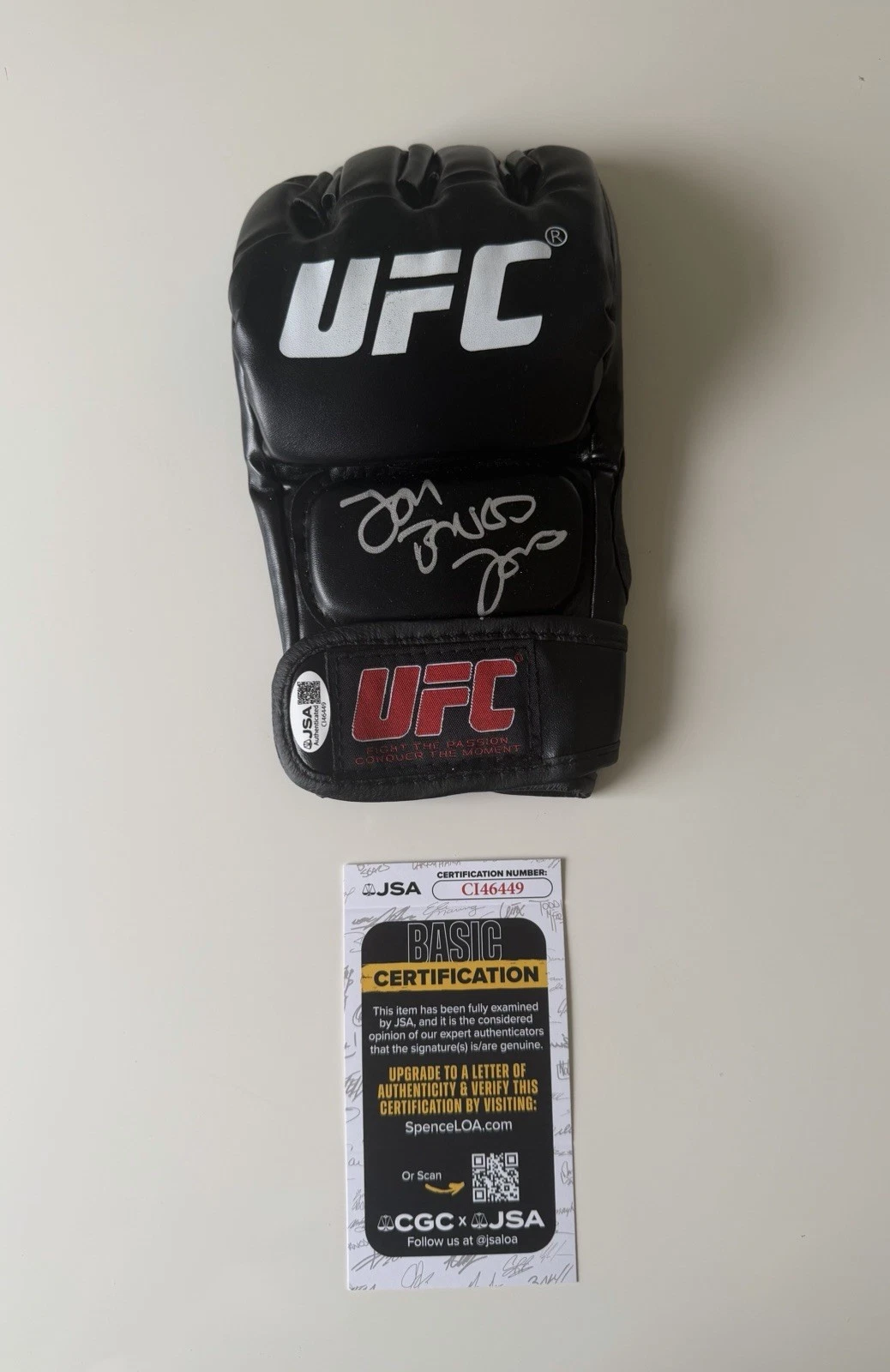 Jon “Bones” Jones Fighter Autographed UFC MMA Glove GOAT JSA COA