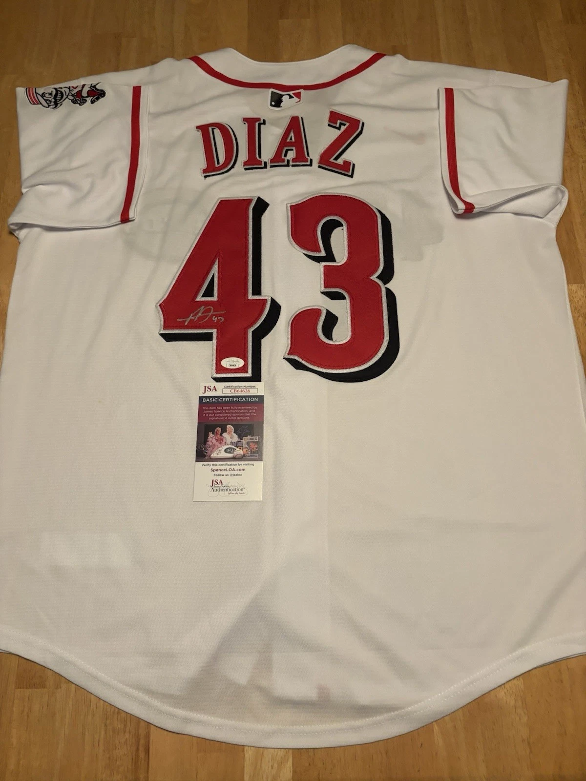 Alexis Diaz Signed Autographed Cincinnati Reds Jersey. Jsa Coa