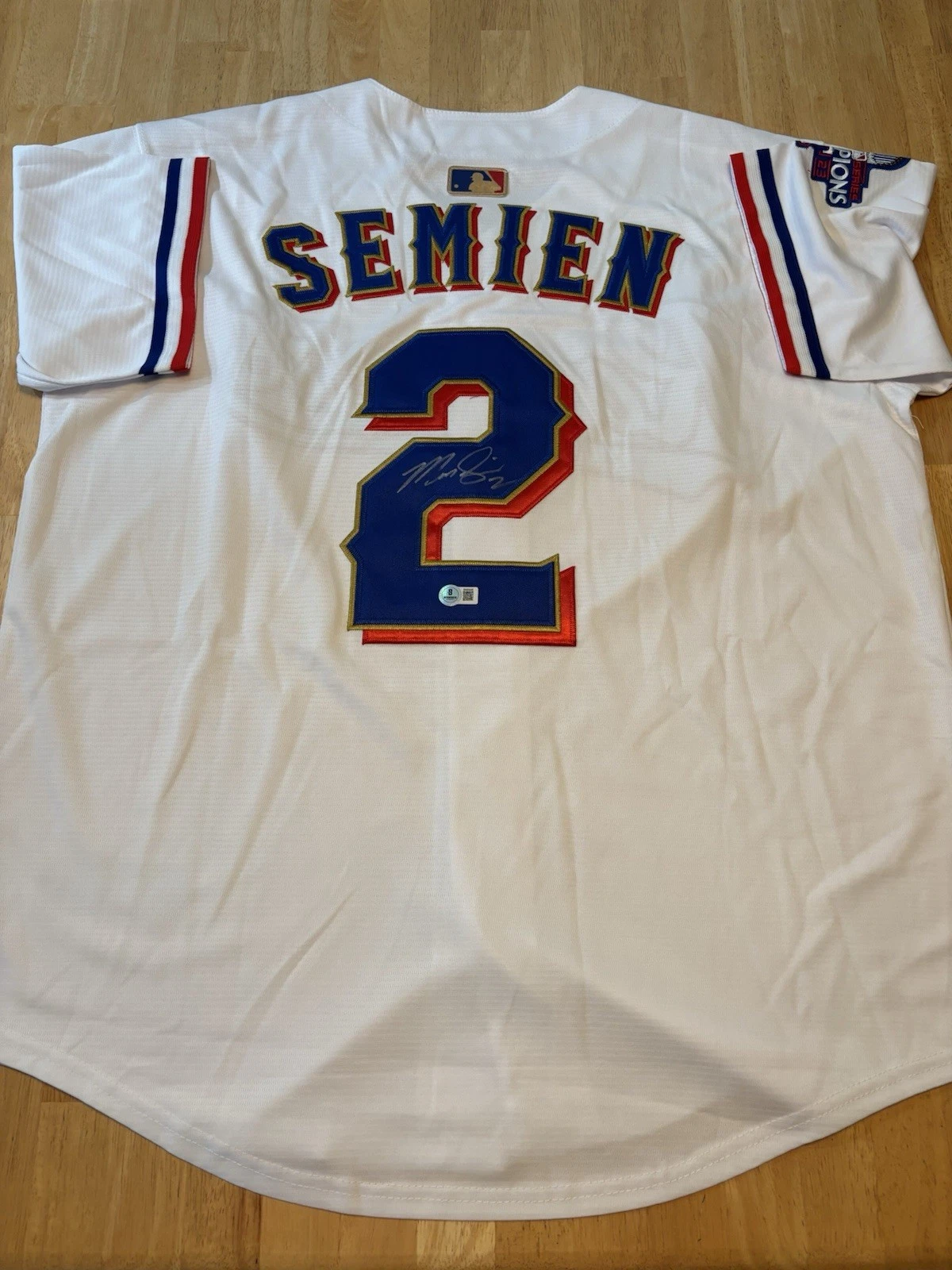Marcus Semien Autographed Signed Texas Rangers World Series Jersey Beckett Coa