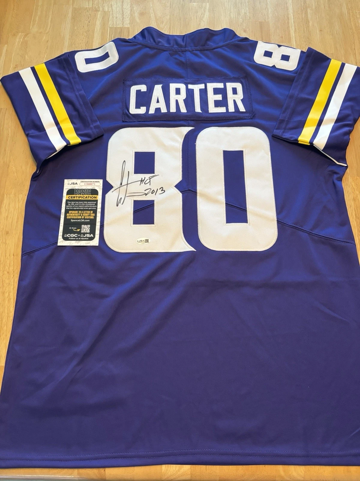 Cris Carter Minnesota Vikings  Signed Autographed Jersey Inscribed HOF JSA COA