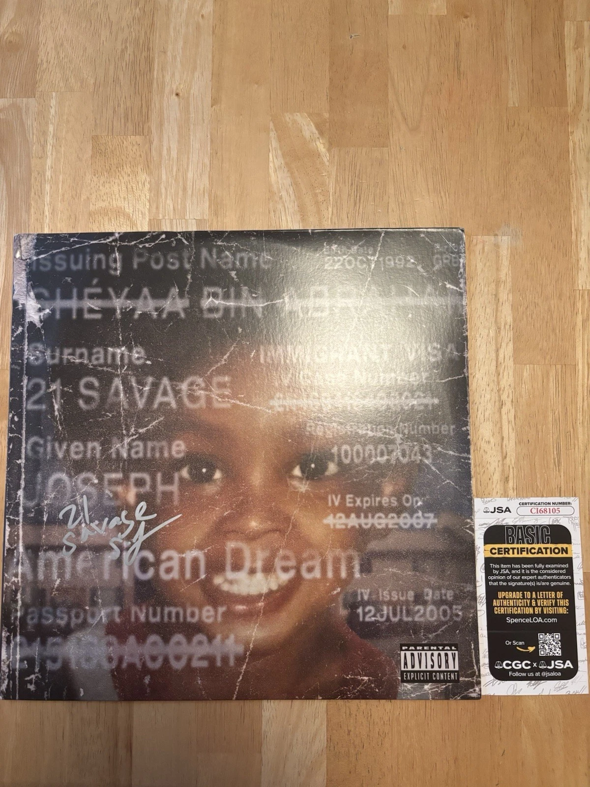 21 Savage Rapper Signed American Dream Vinyl Record Redrum JSA COA