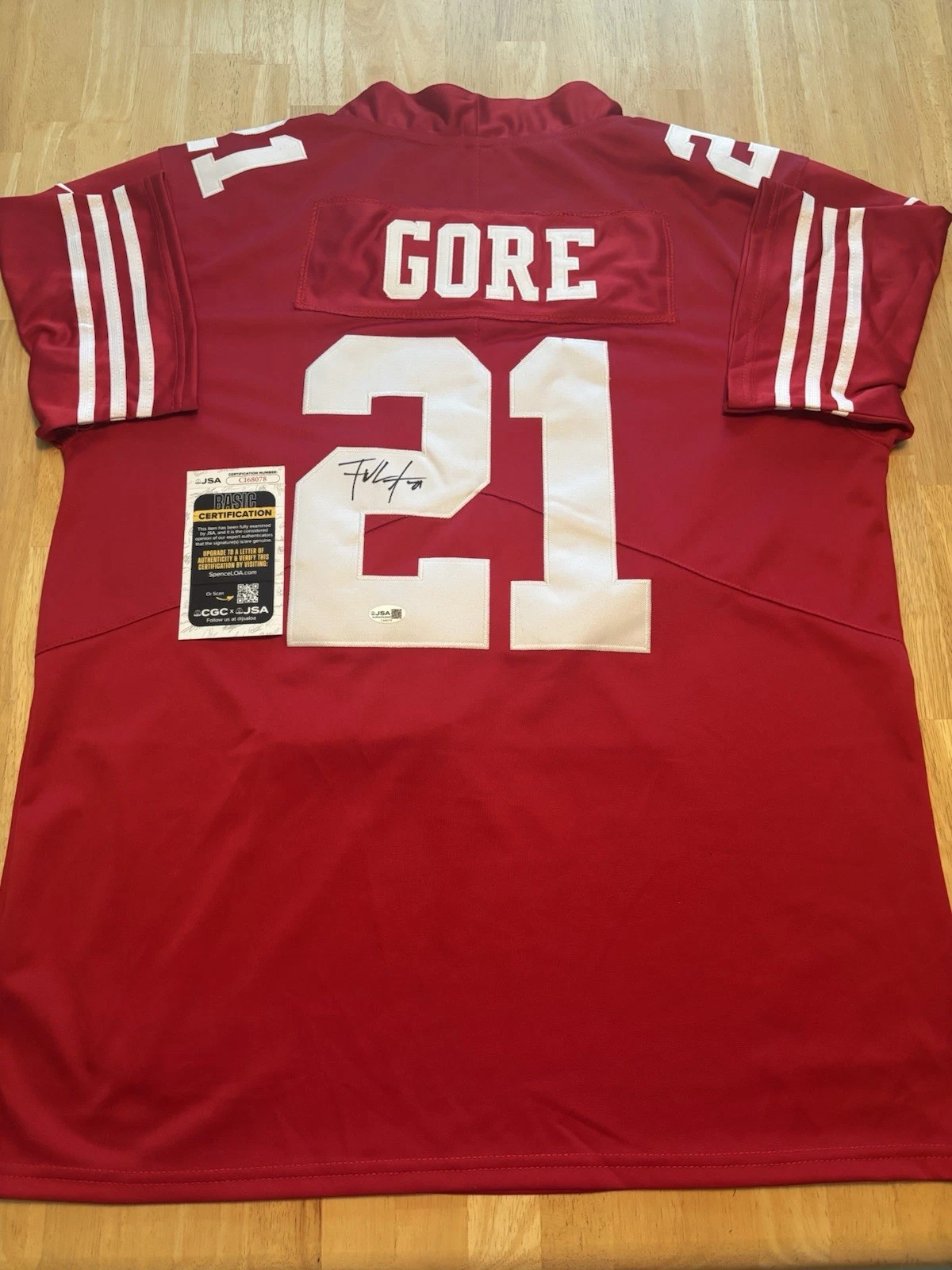 FRANK GORE AUTOGRAPHED SIGNED SAN FRANCISCO 49ERS JERSEY JSA COA