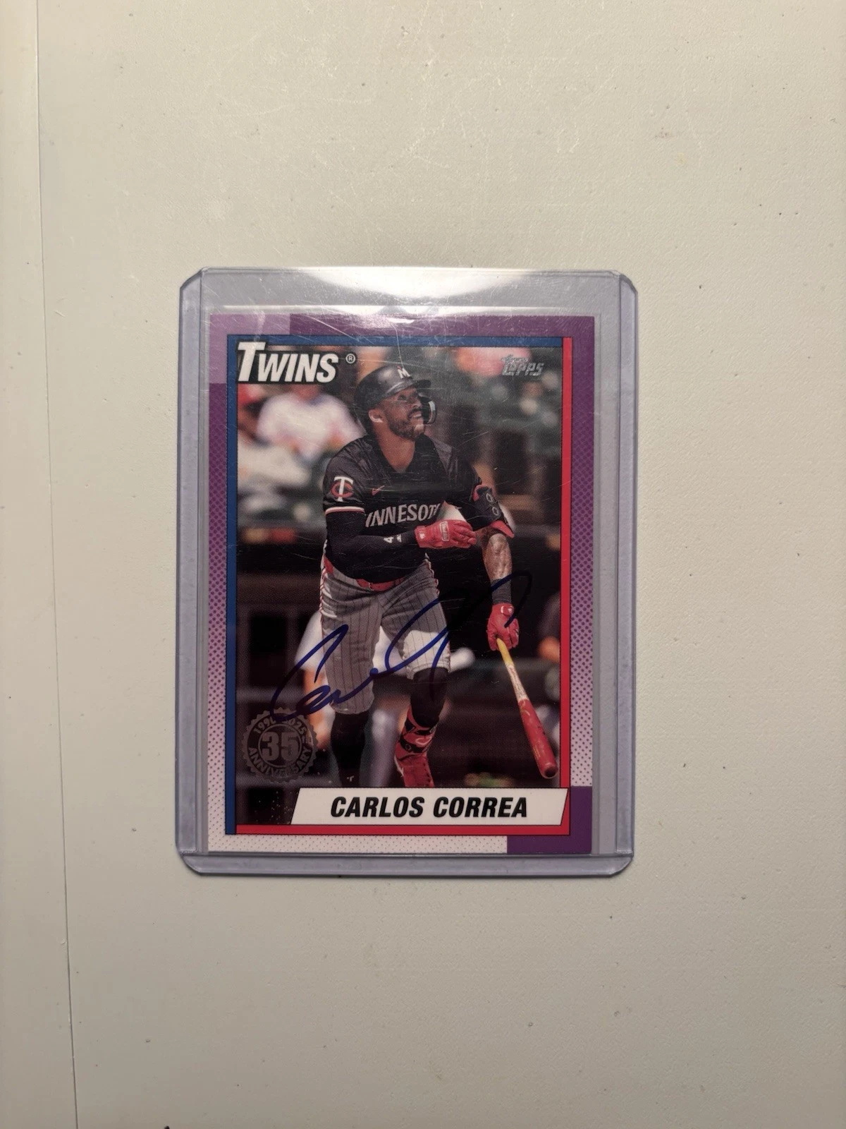 Carlos Correa Signed  2025 Topps Series One Baseball 35th Anniversary T90-72