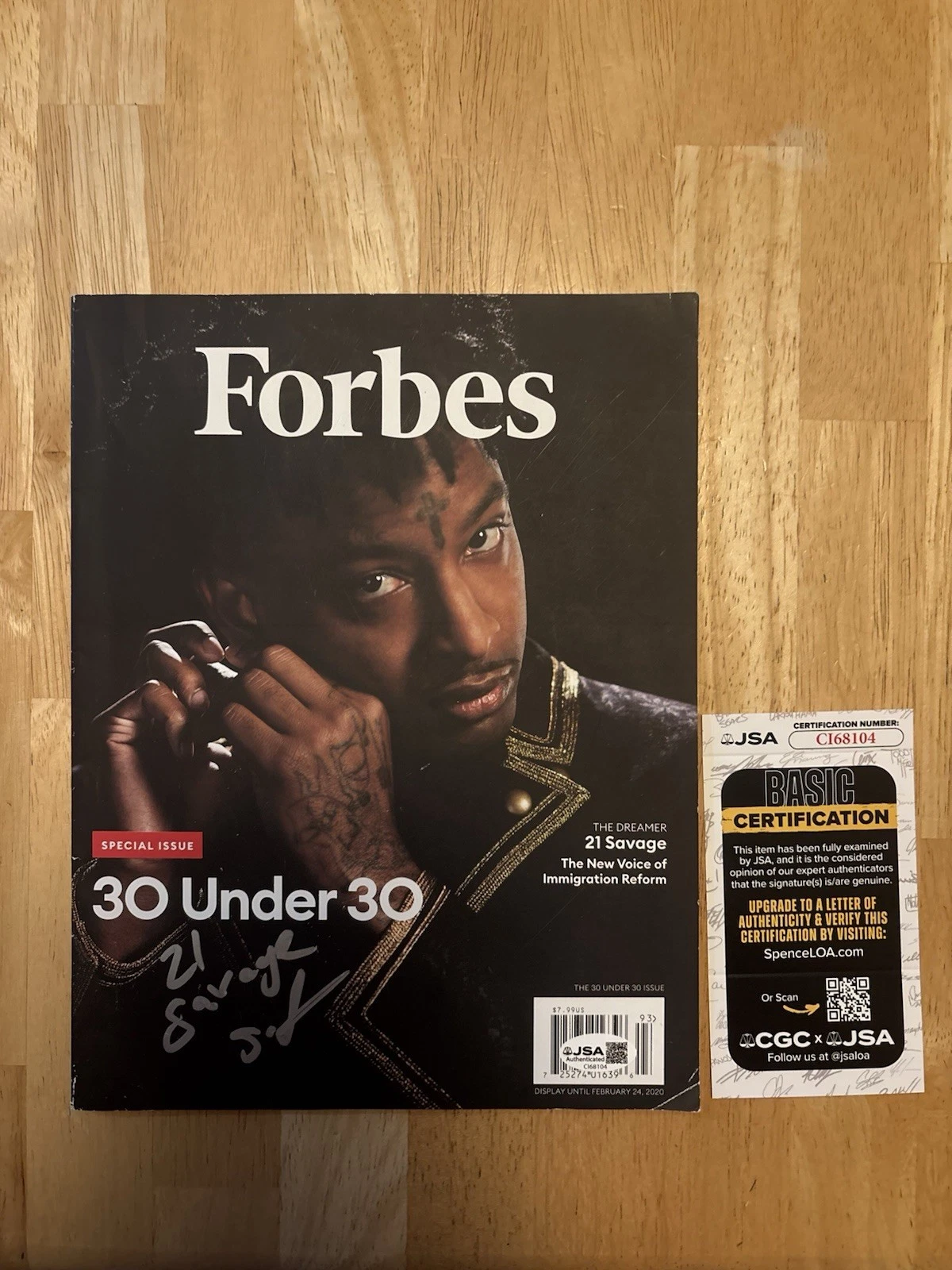 21 Savage Rapper Signed Autographed Forbes Magazine JSA COA Rare
