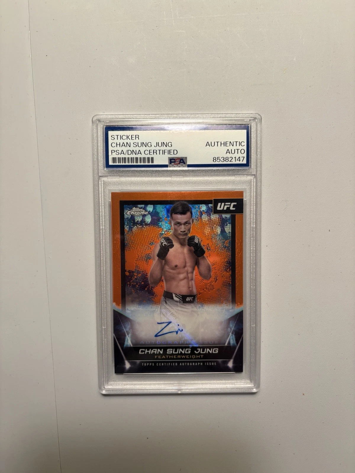 2024 Topps Chrome UFC #FNA-CSJ Chan Sung Jung Orange Refractor Auto/ 25. Psa DNA
