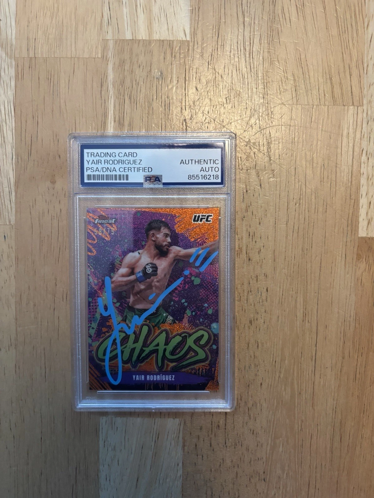 2024 Topps Finest Yair Rodriguez Chaos Orange Auto/75. Psa DNA