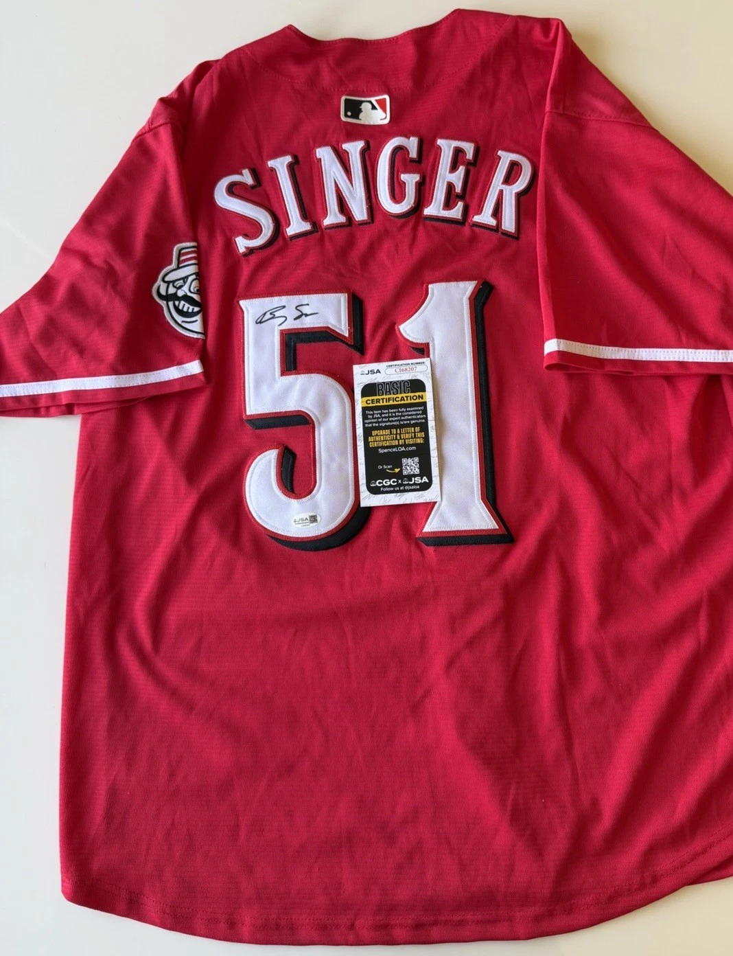 Brady Singer Cincinnati Reds Autographed Jersey Superstar Ace JSA COA