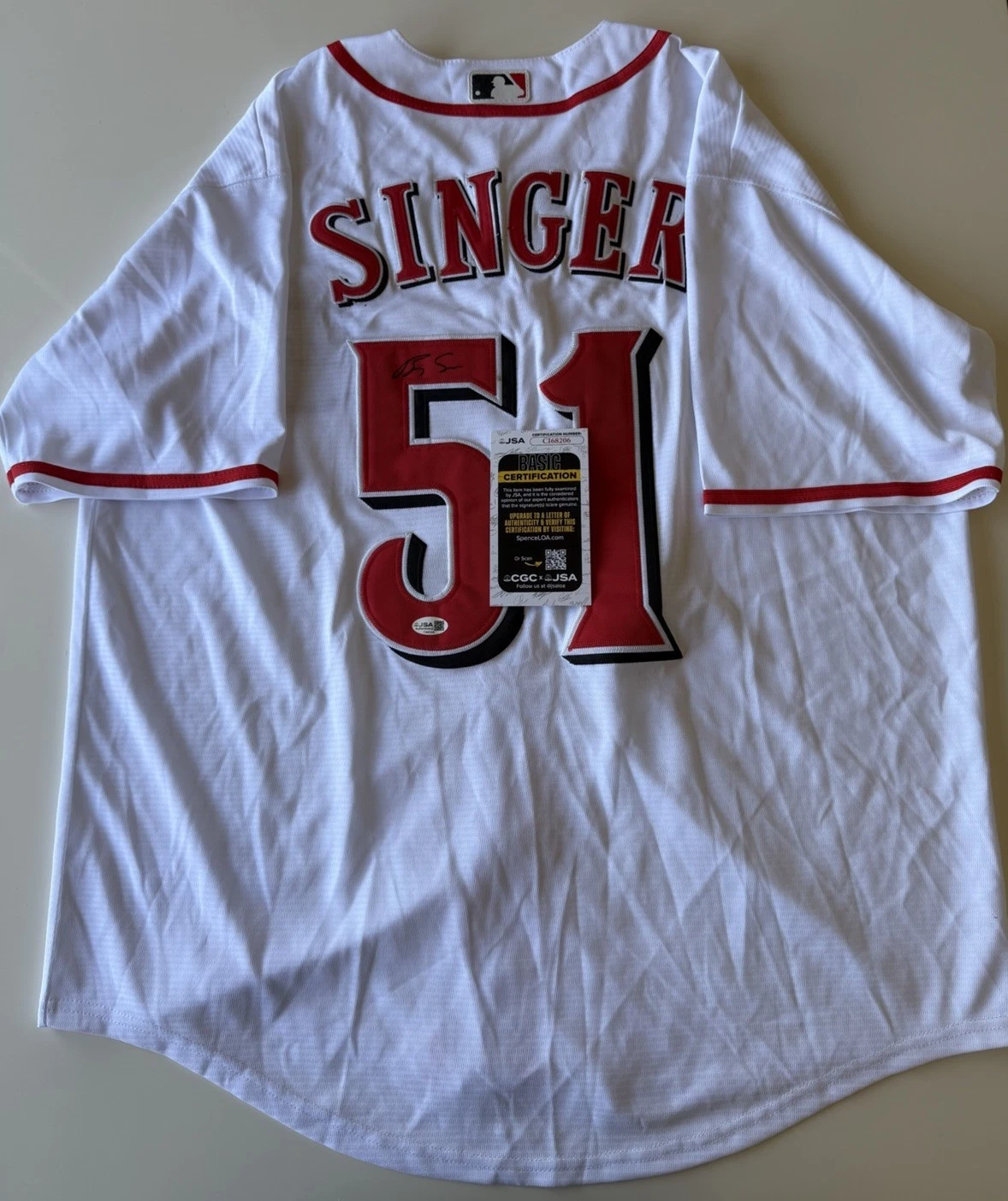 Brady Singer Cincinnati Reds Autographed Jersey Superstar Ace JSA COA