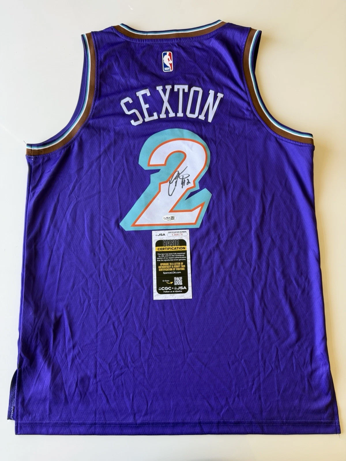 Collin Sexton Utah Jazz Autographed Jersey Star JSA COA