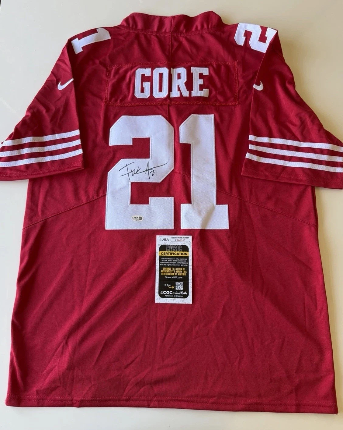 Frank Gore San Francisco 49ers Autographed Jersey Star JSA COA