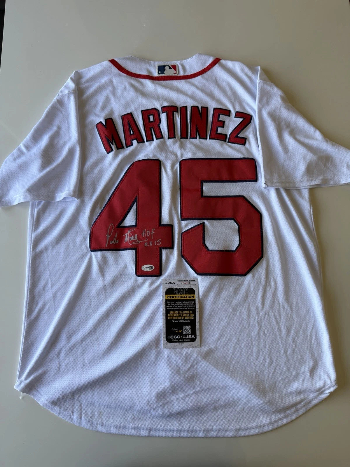 Pedro Martinez Boston Red Sox Autographed Jersey Inscribed HOF 2015 JSA COA