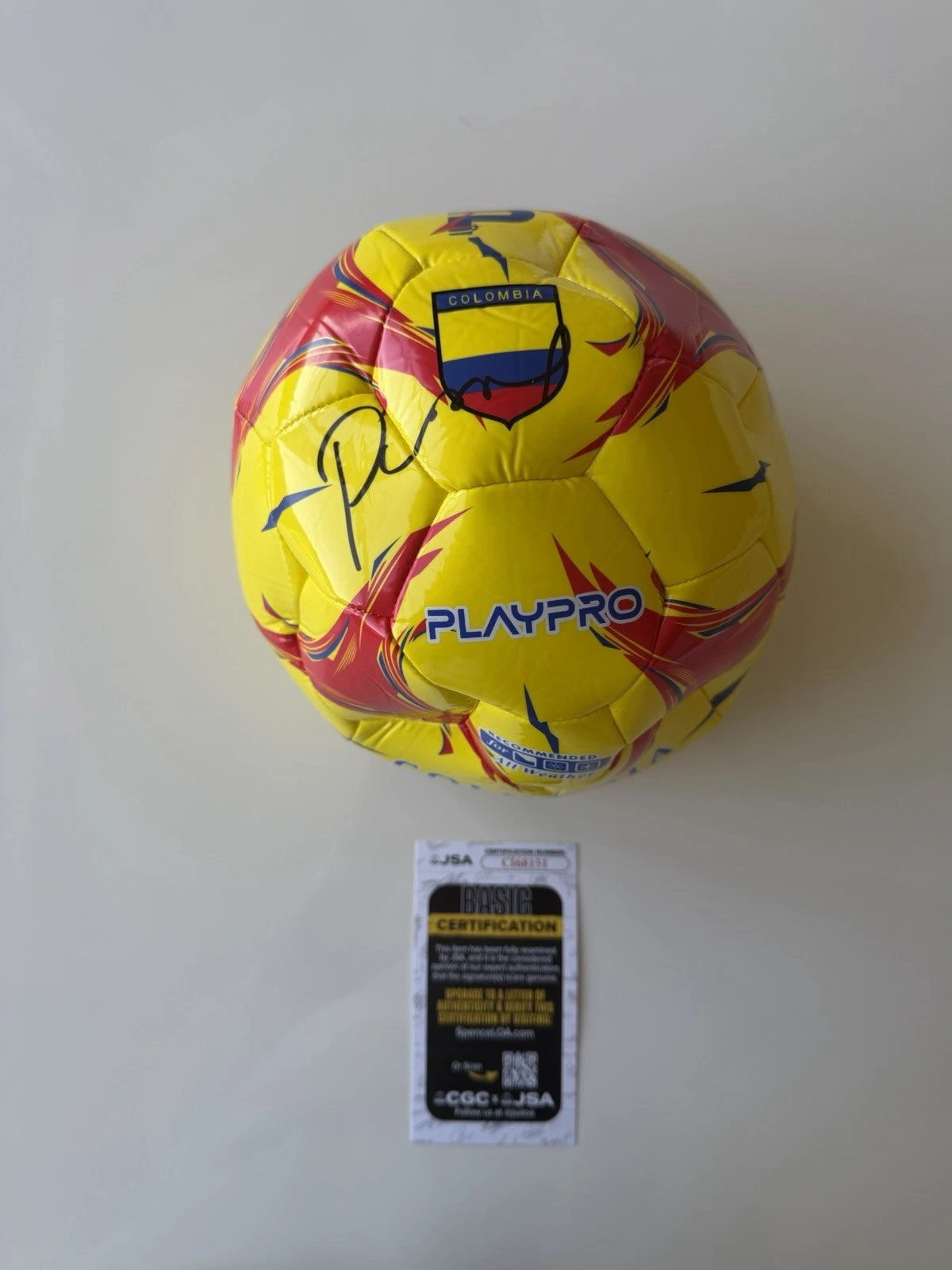 Carlos Pibe Valderrama Autographed Colombia Soccer Ball Star JSA COA