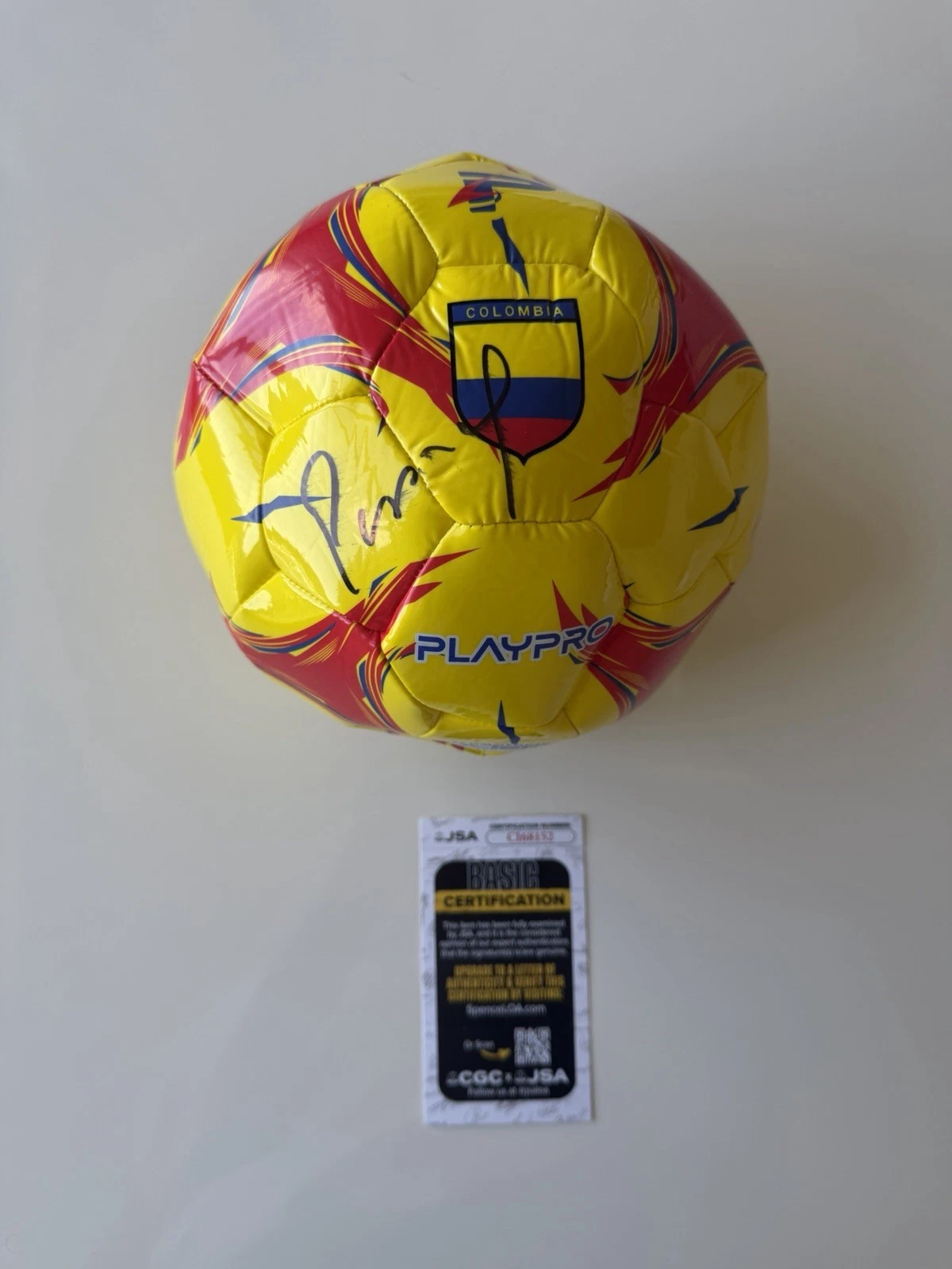 Carlos Pibe Valderrama Autographed Colombia Soccer Ball Star JSA COA