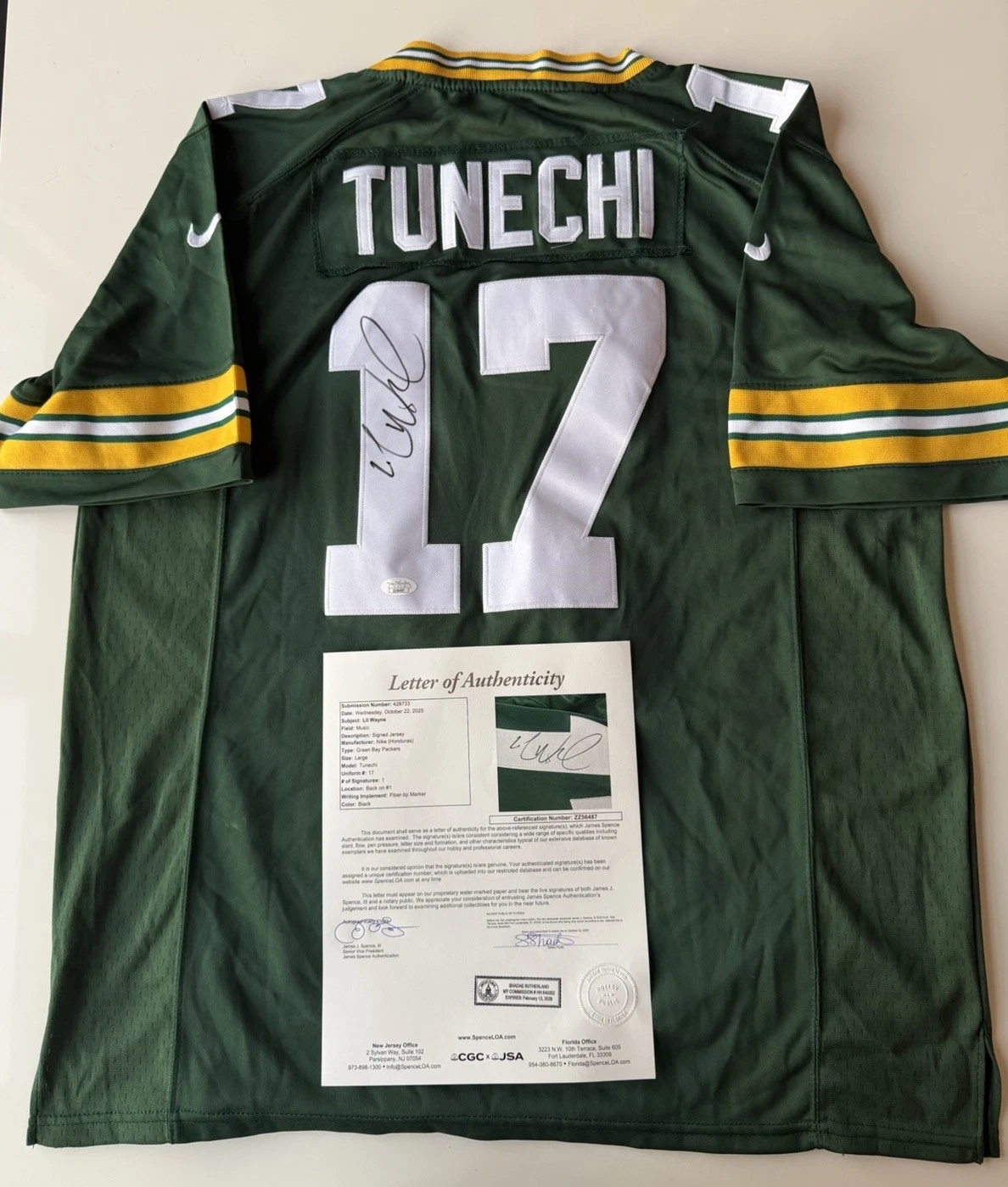 Lil Wayne Green Bay Packers Autographed Jersey Weezy Rare Rapper JSA LOA COA