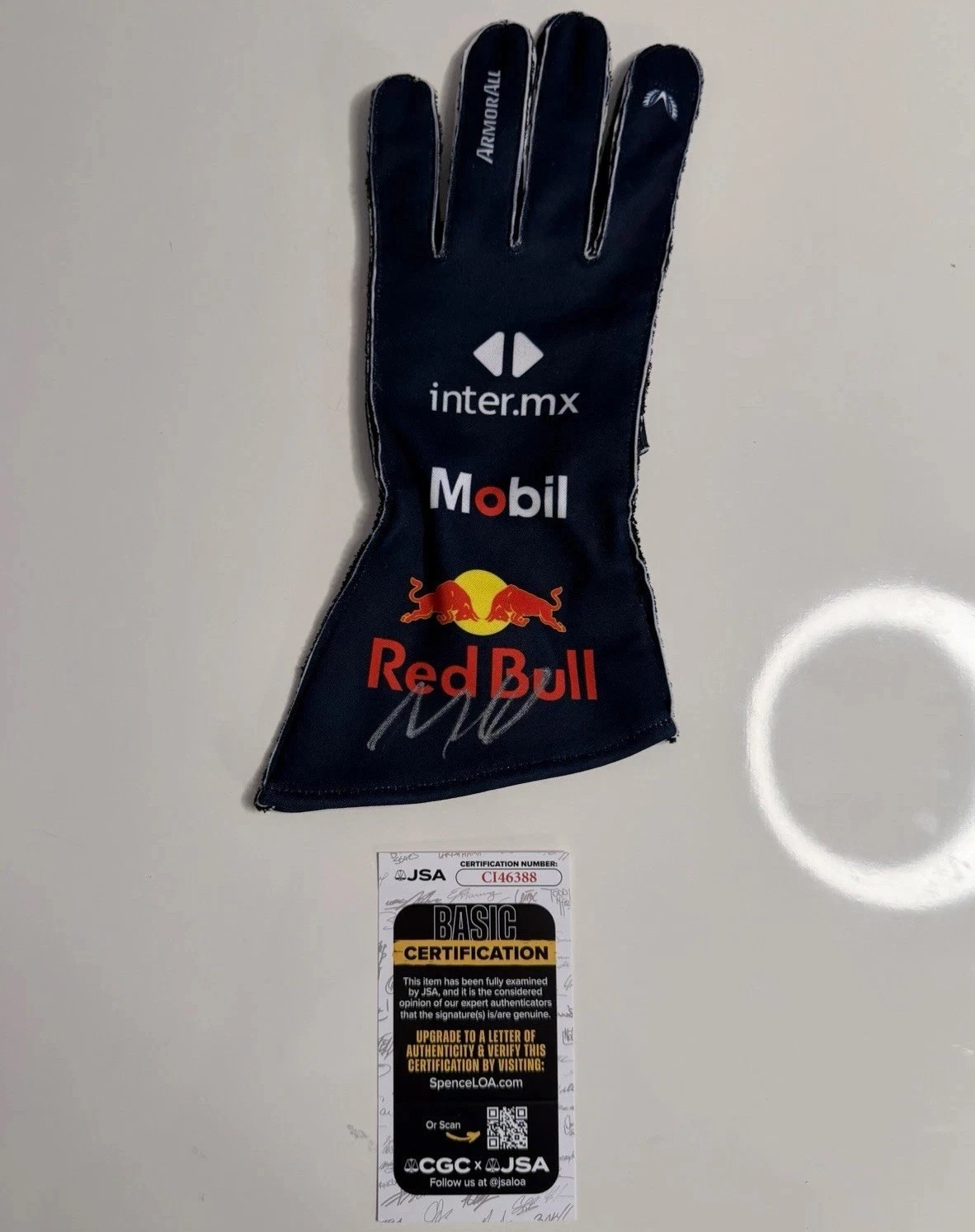Max Verstappen Autographed Racing Glove Red Bull Formula 1 Beckett JSA COA￼