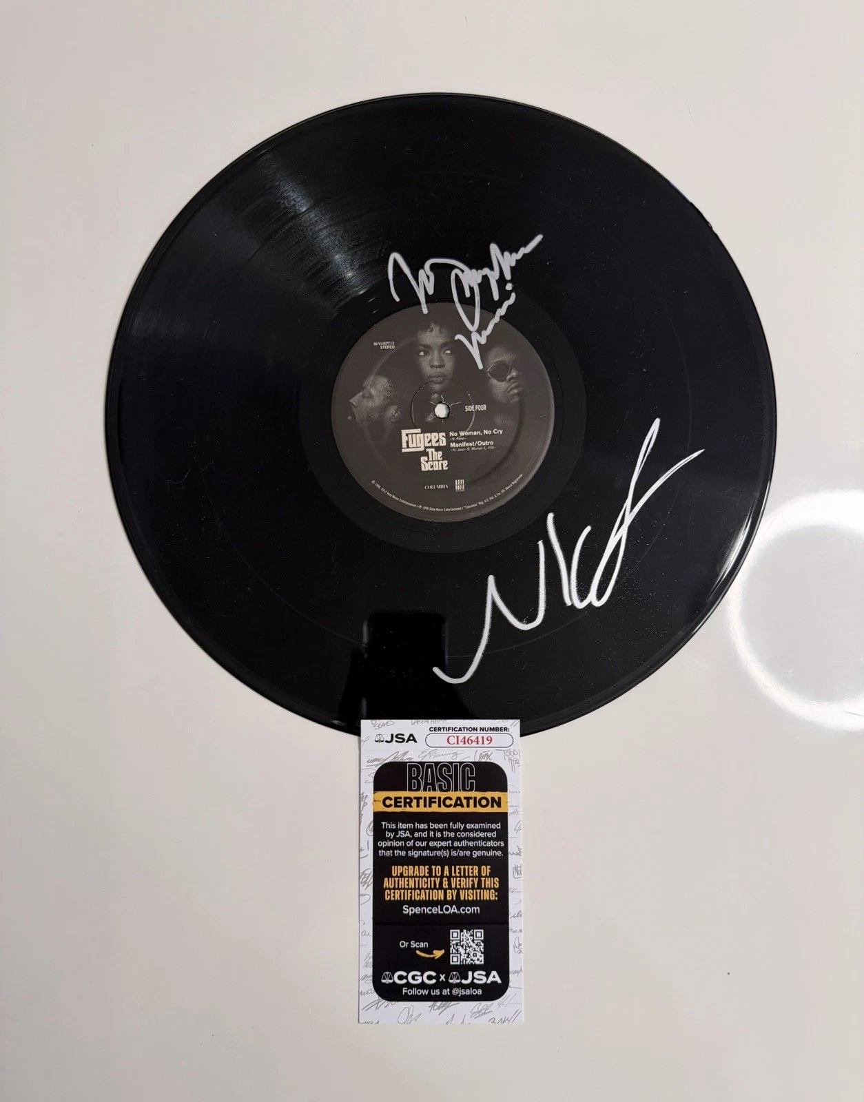 Lauryn Hill and Wyclef Jean Signed Vinyl Disc Album Fugees The Score JSA COA