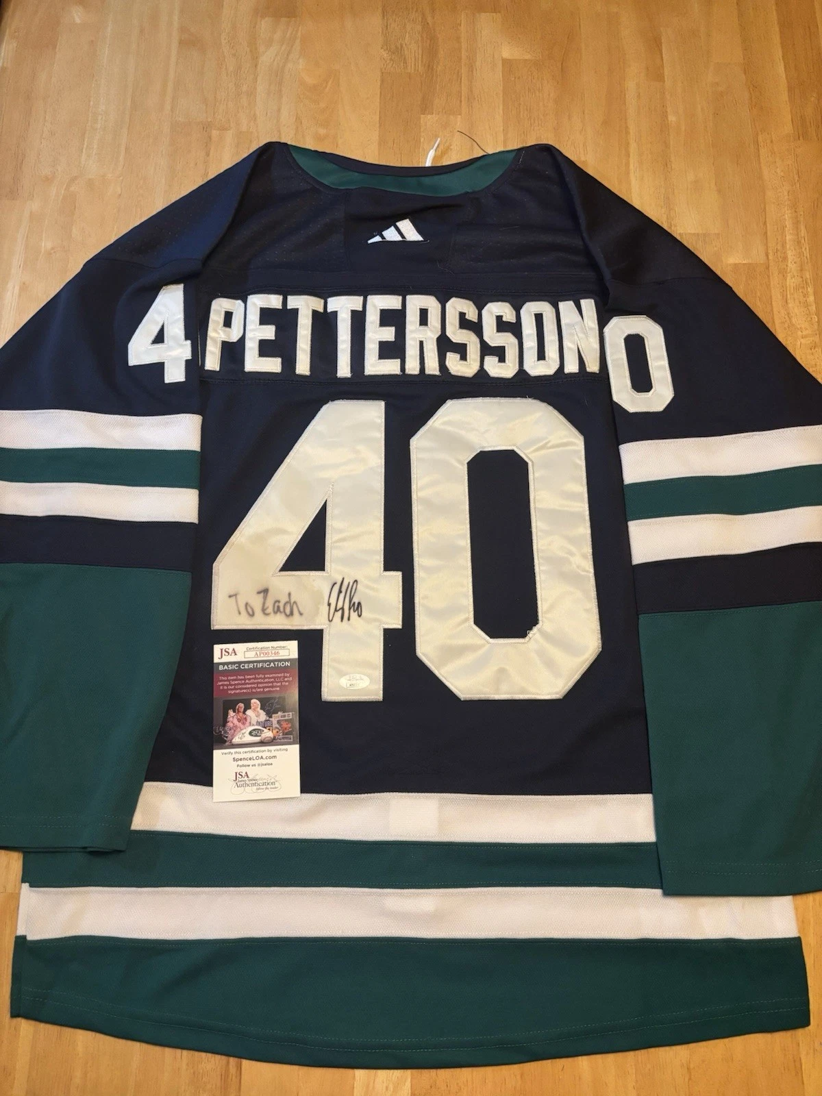Elias Pettersson Signed Autographed Vancouver Canucks Jersey. JSA Coa. Read!!!!!