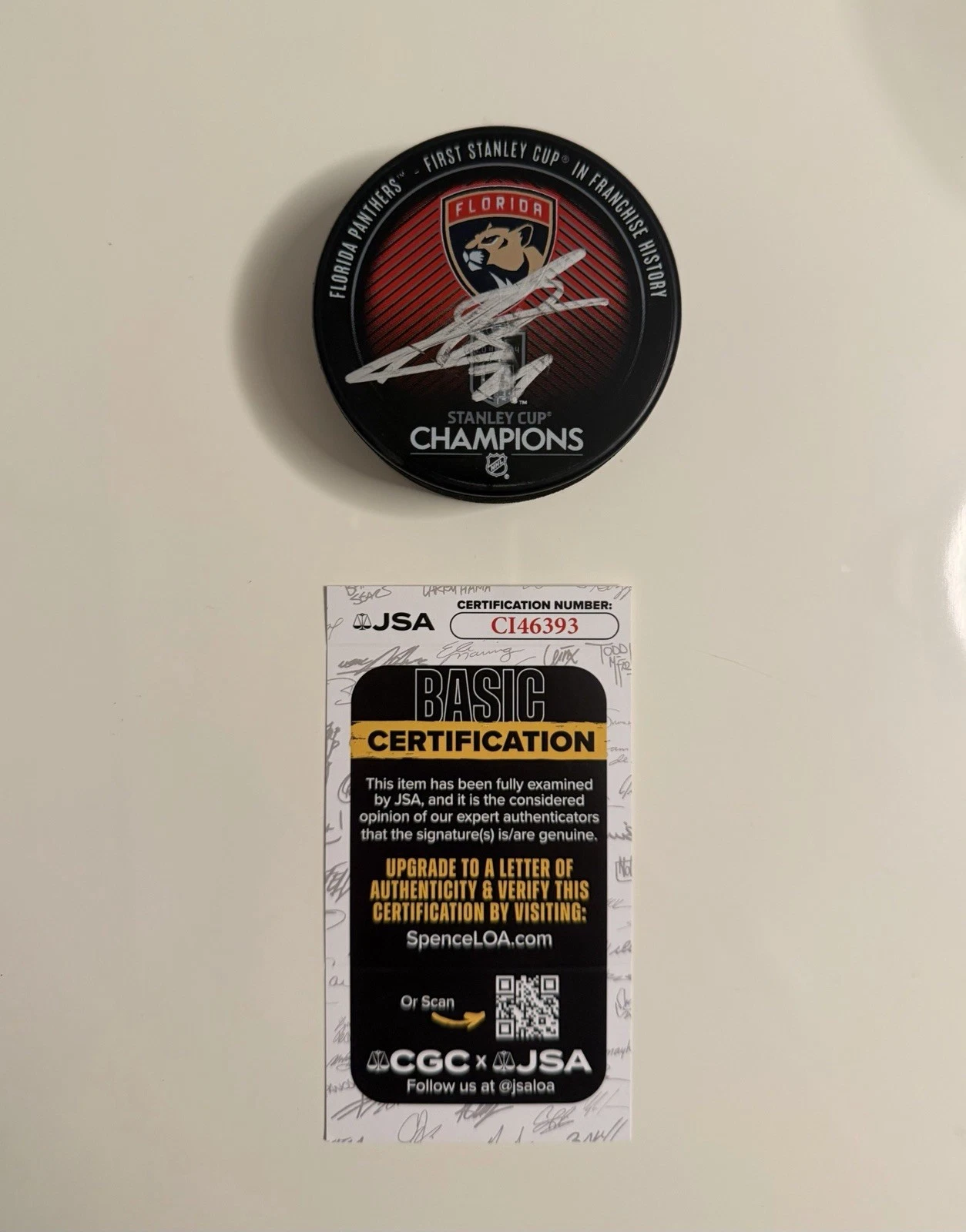 Sergei Bobrovsky Florida Panthers Autographed 2024 Stanley Cup Puck JSA COA