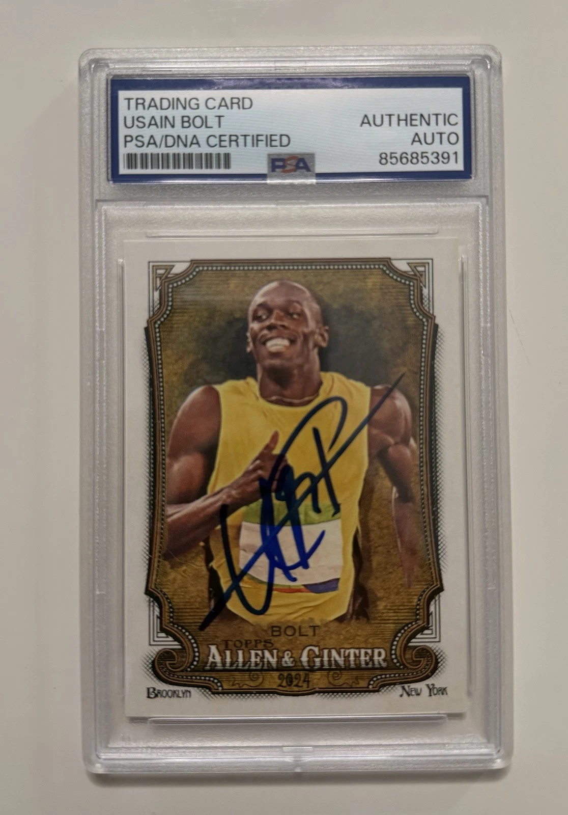 Usain Bolt Autographed 2024 Allen & Ginter Trading Card #208 PSA/DNA