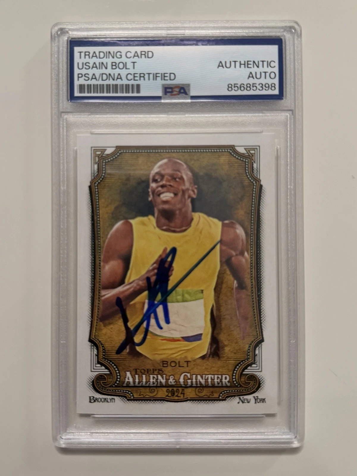 Usain Bolt Autographed 2024 Allen & Ginter Trading Card #208 PSA/DNA