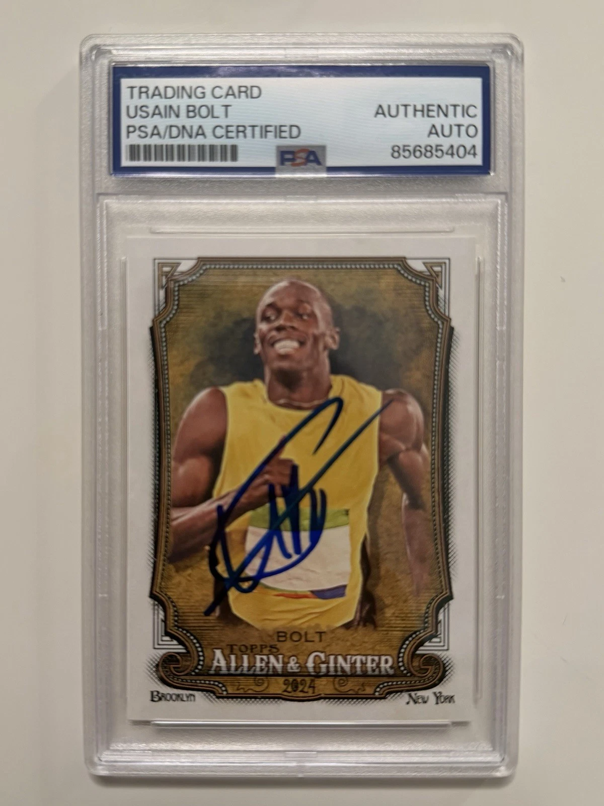 Usain Bolt Autographed 2024 Allen & Ginter Trading Card #208 PSA/DNA