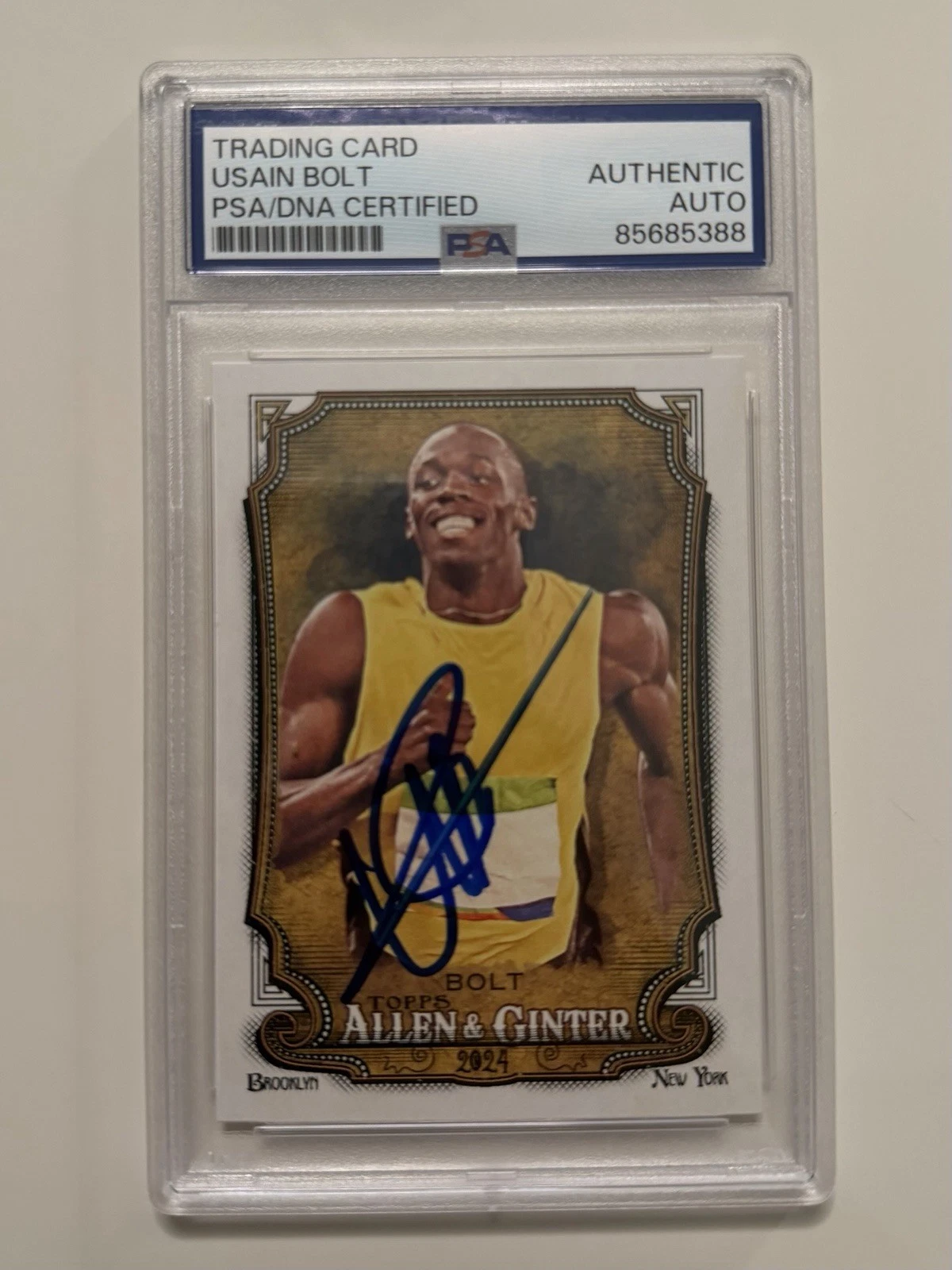 Usain Bolt Autographed 2024 Allen & Ginter Trading Card #208 PSA/DNA