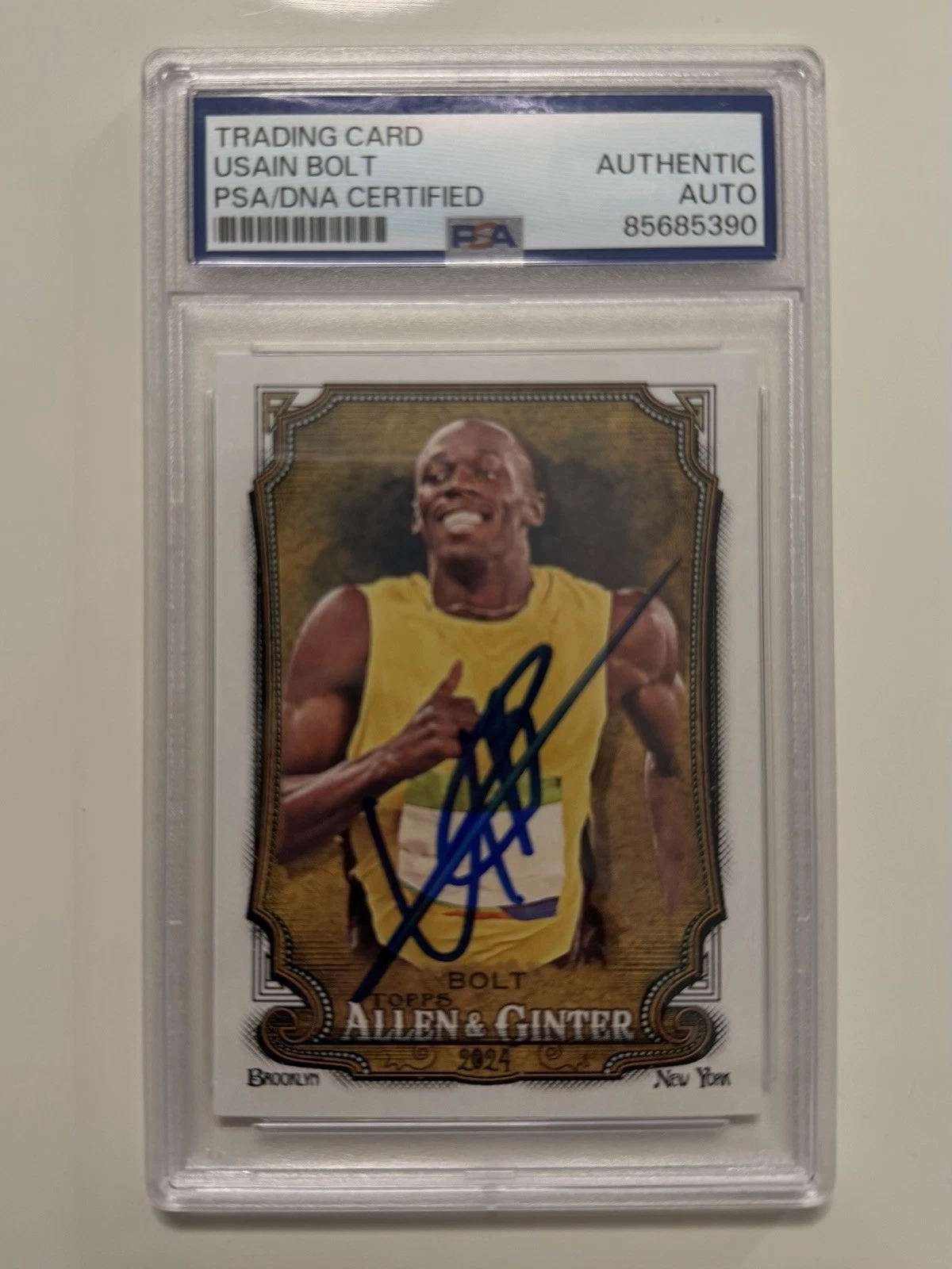 Usain Bolt Autographed 2024 Allen & Ginter Trading Card #208 PSA/DNA
