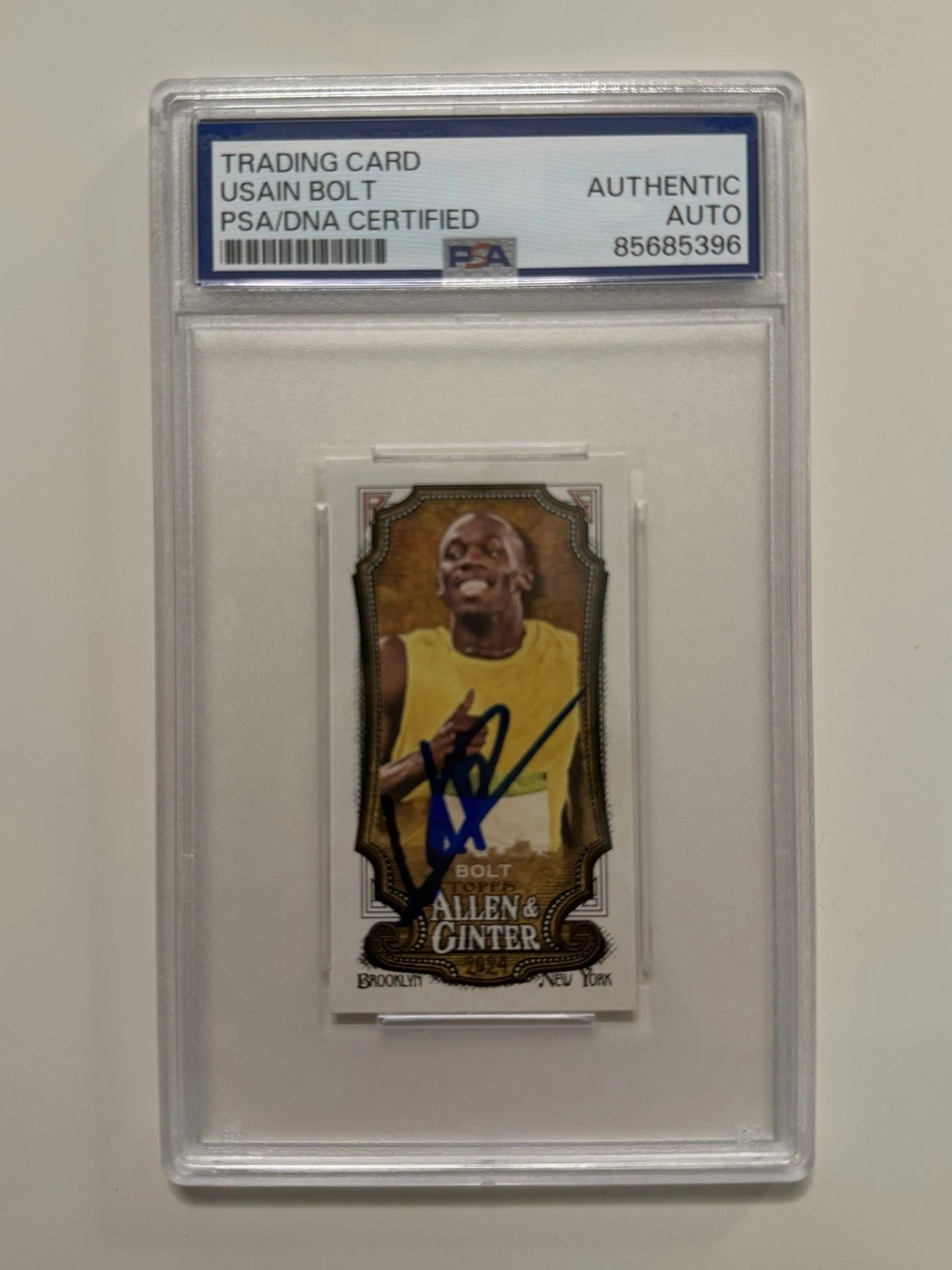 Usain Bolt Autographed 2024 Allen & Ginter Mini Trading Card #208 PSA/DNA
