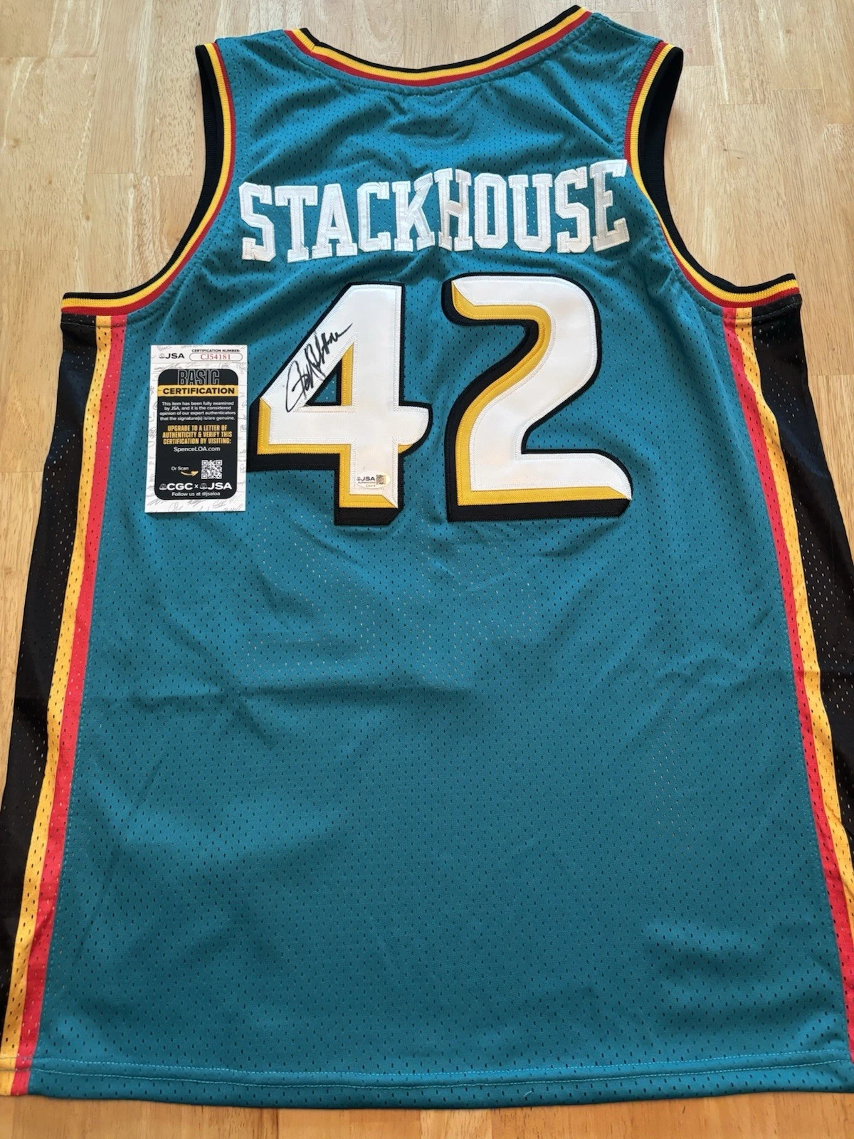 JERRY STACKHOUSE signed autographed DETROIT PISTONS Jersey . Jsa Coa