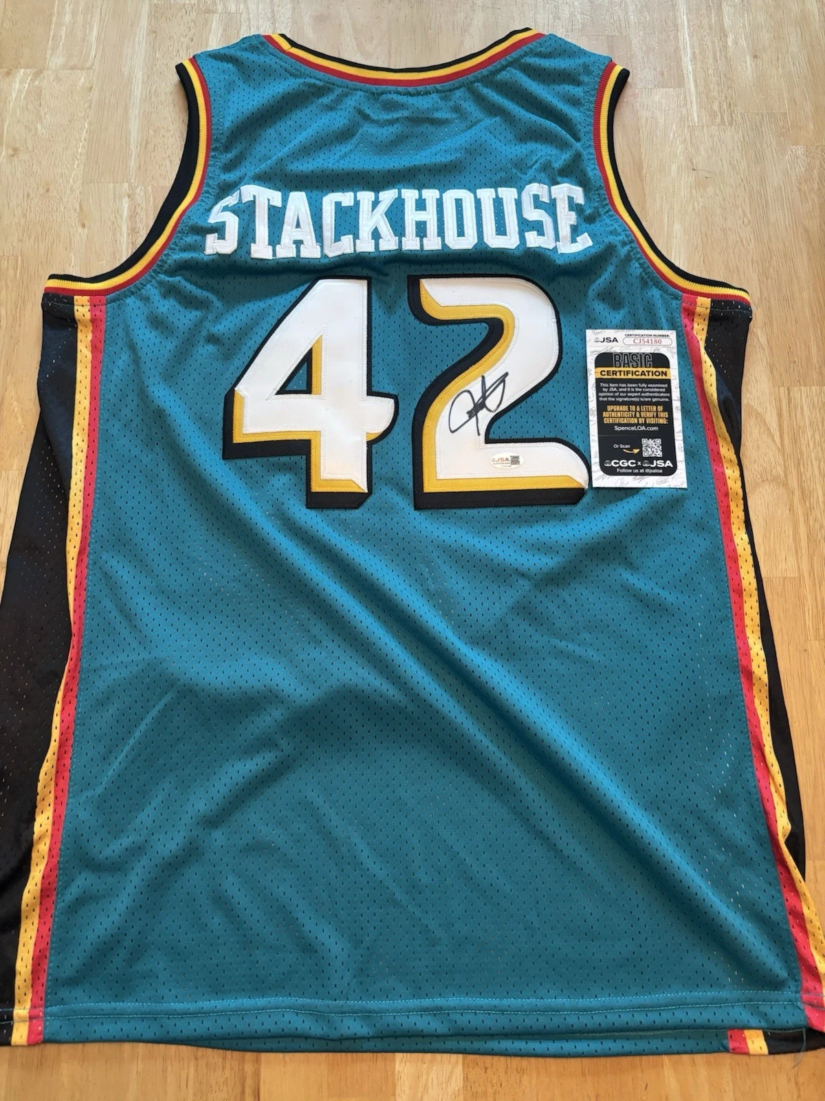 JERRY STACKHOUSE signed autographed DETROIT PISTONS Jersey . Jsa Coa