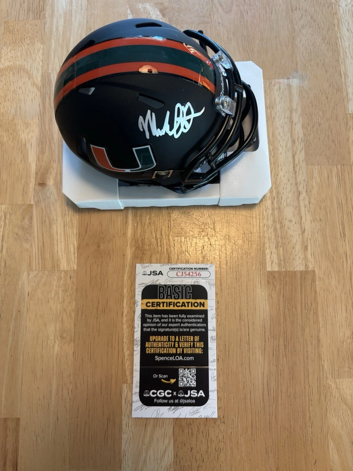 MARIO CRISTOBAL MIAMI HURRICANES HEAD COACH RARE SIGNED MINI HELMET JSA COA