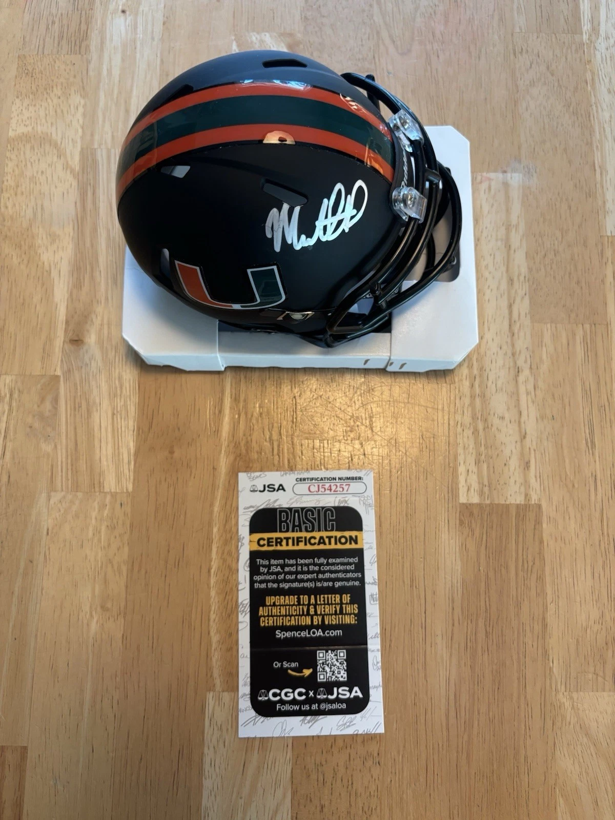 MARIO CRISTOBAL MIAMI HURRICANES HEAD COACH RARE SIGNED MINI HELMET JSA COA