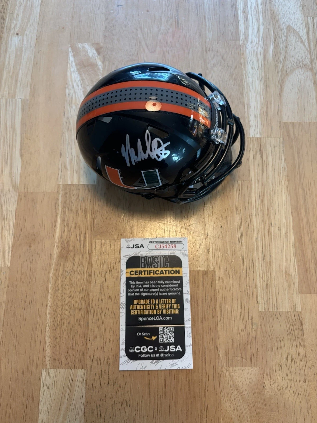 MARIO CRISTOBAL MIAMI HURRICANES HEAD COACH RARE SIGNED MINI HELMET JSA COA