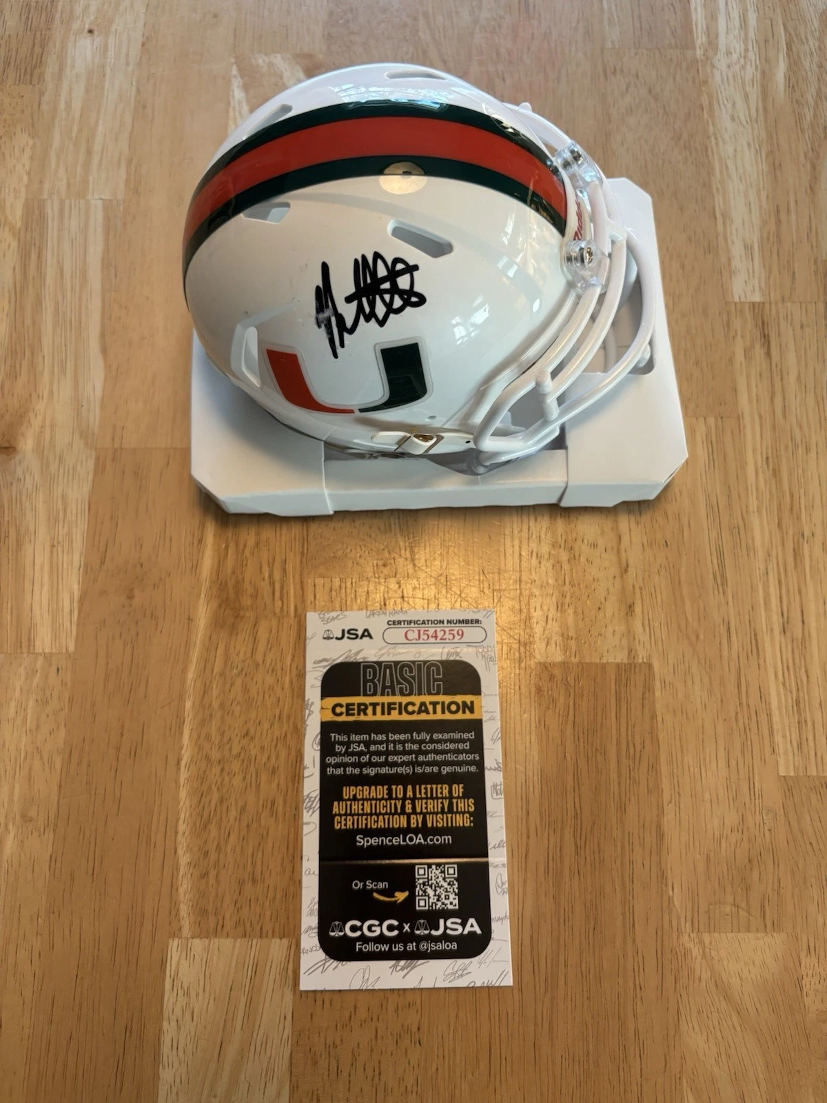 MARIO CRISTOBAL MIAMI HURRICANES HEAD COACH RARE SIGNED MINI HELMET JSA COA