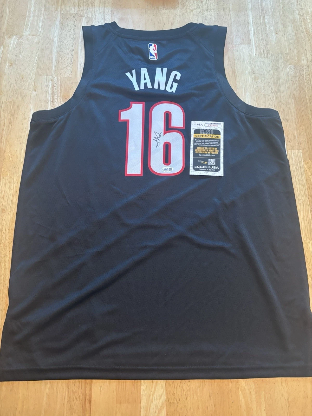 Yang Hansen Signed Autographed Portland Trail Blazers Jersey JSA COA
