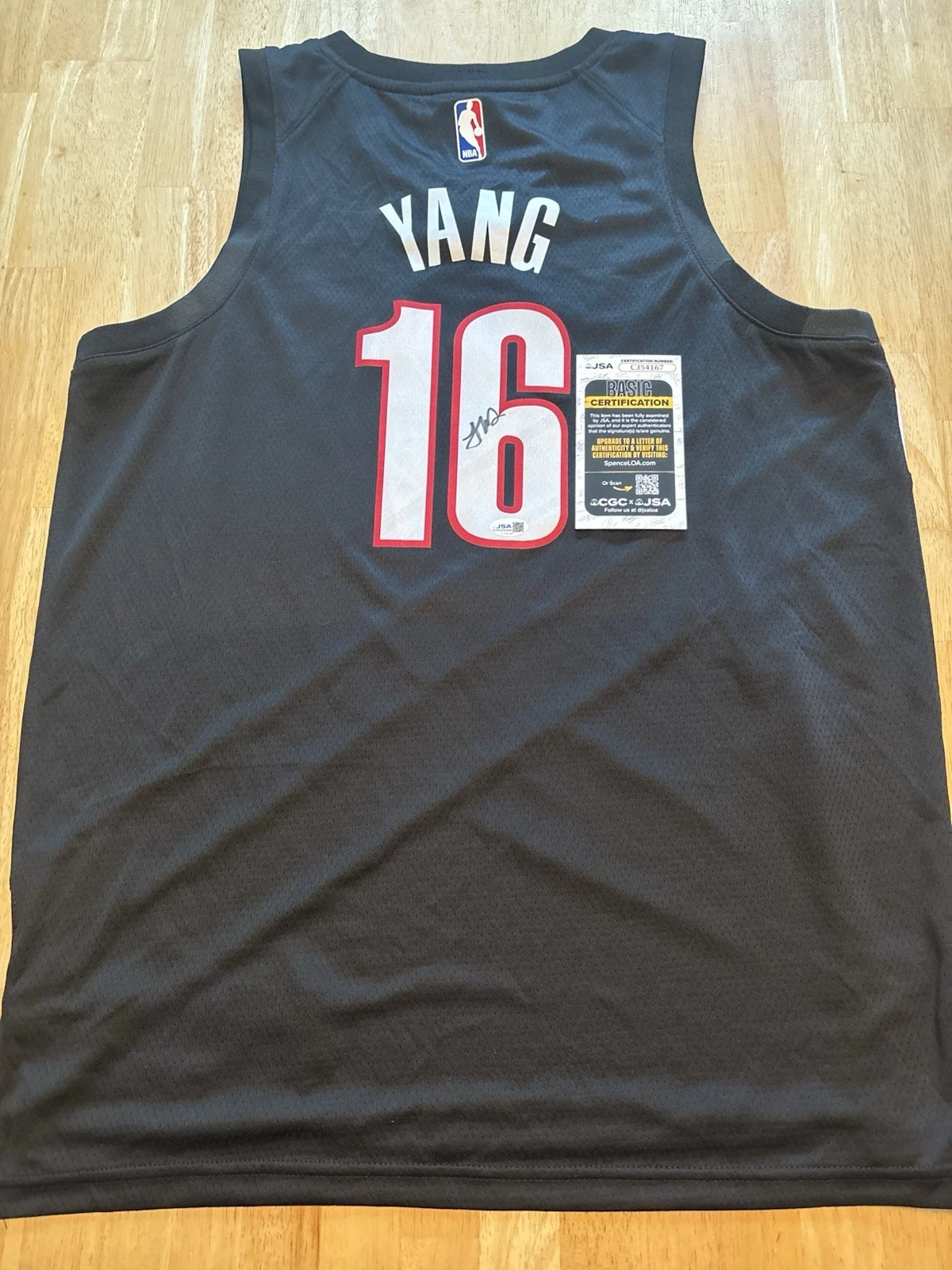 Yang Hansen Signed Autographed Portland Trail Blazers Jersey JSA COA